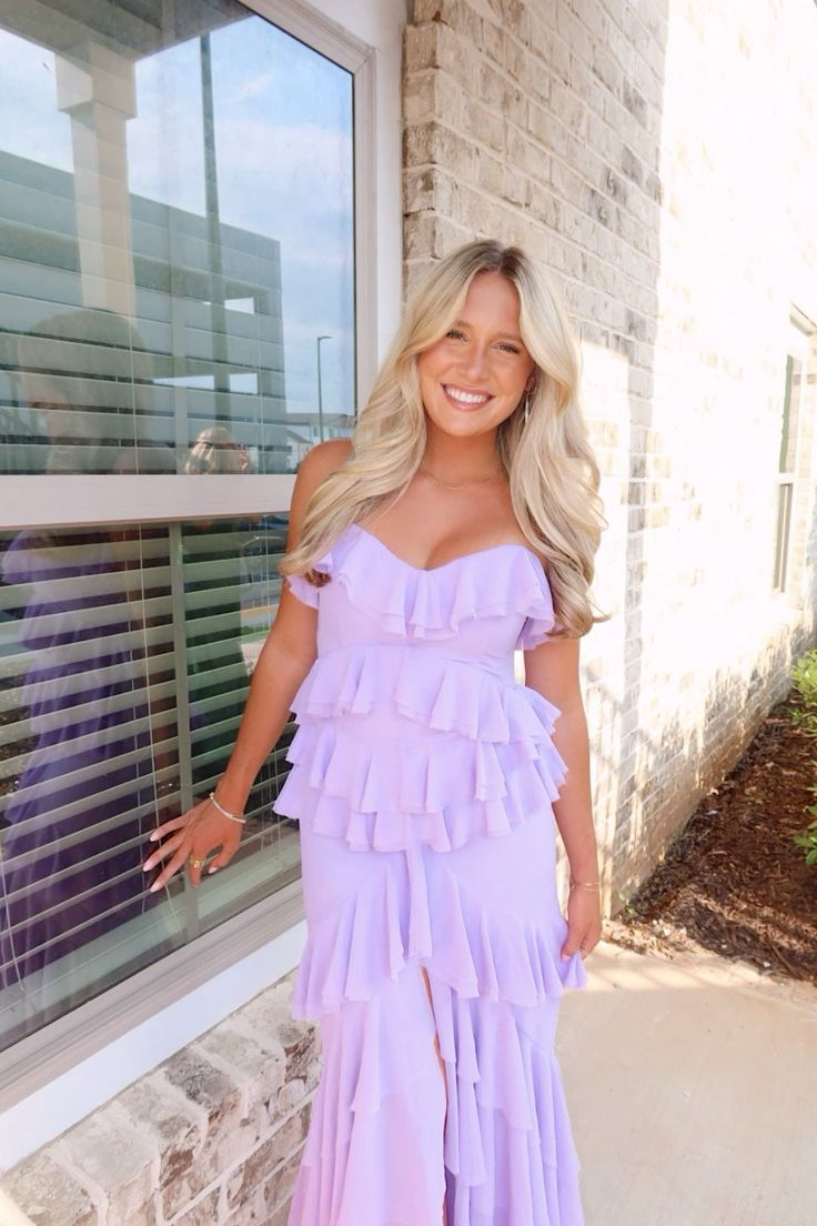 Elegant Light Purple Ruffles Prom Dress for Formal Party & Special Occasions - Style J5770 | Perfect for Homecoming, Prom Night, and Evening Galas