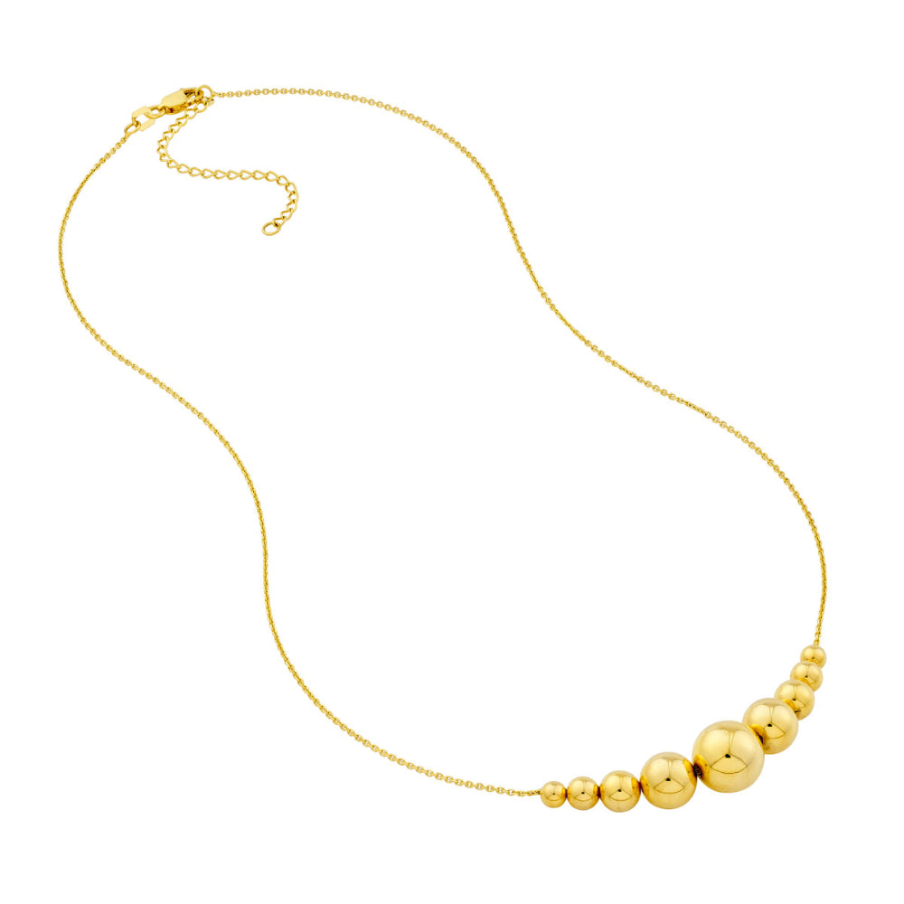 14K Gold Gradient Round Bead Necklace for Women - Elegant Layered Jewelry for Everyday Wear, Parties & Special Occasions