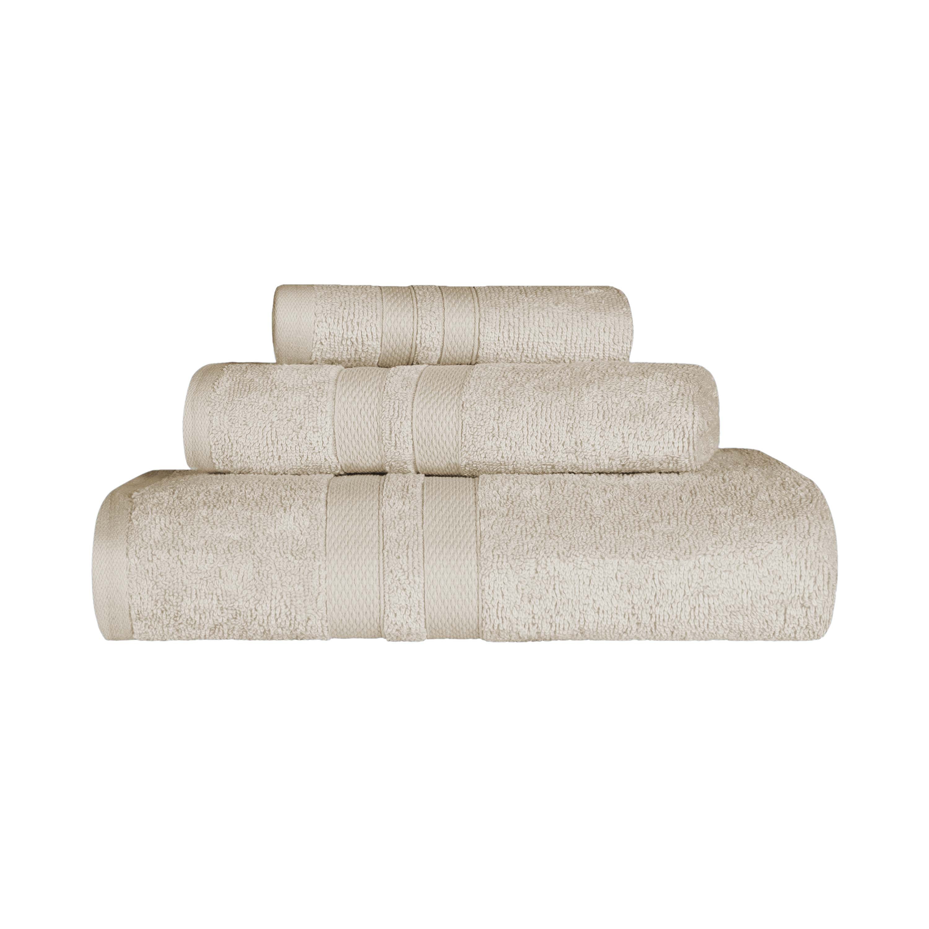 Ultra Soft Cotton Absorbent Bath Towel Set - 3 Piece Solid Color Towels for Bathroom, Spa, Gym & Beach | Quick Drying & Highly Absorbent
