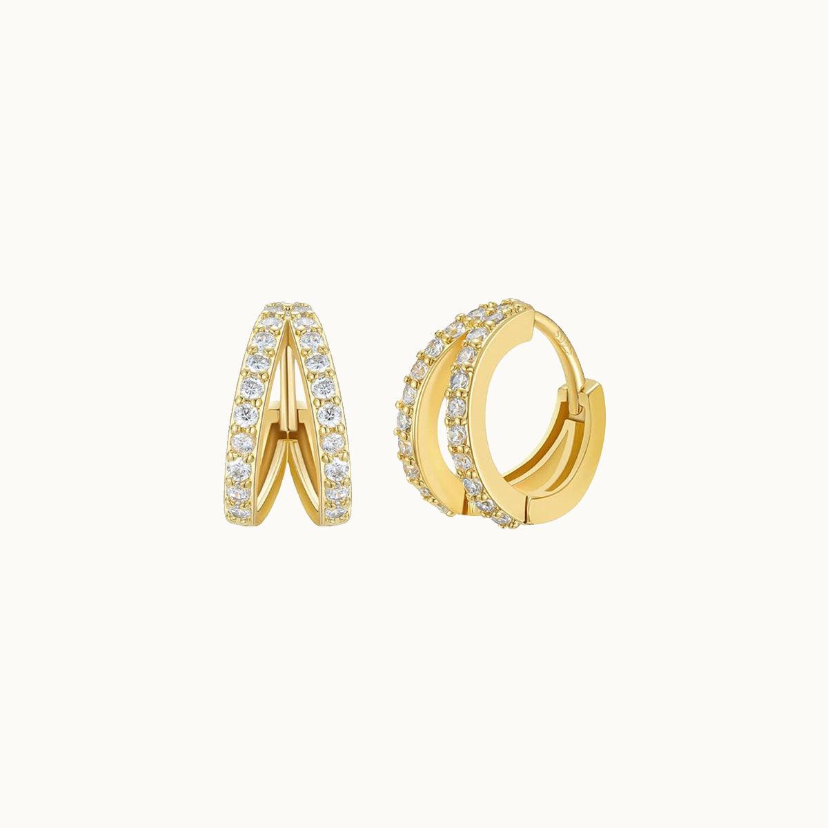 Sparkling Golden Hoop Earrings for Women - 14K Gold Plated Dainty Circle Earrings - Elegant Everyday Jewelry for Parties, Weddings & Office Wear
