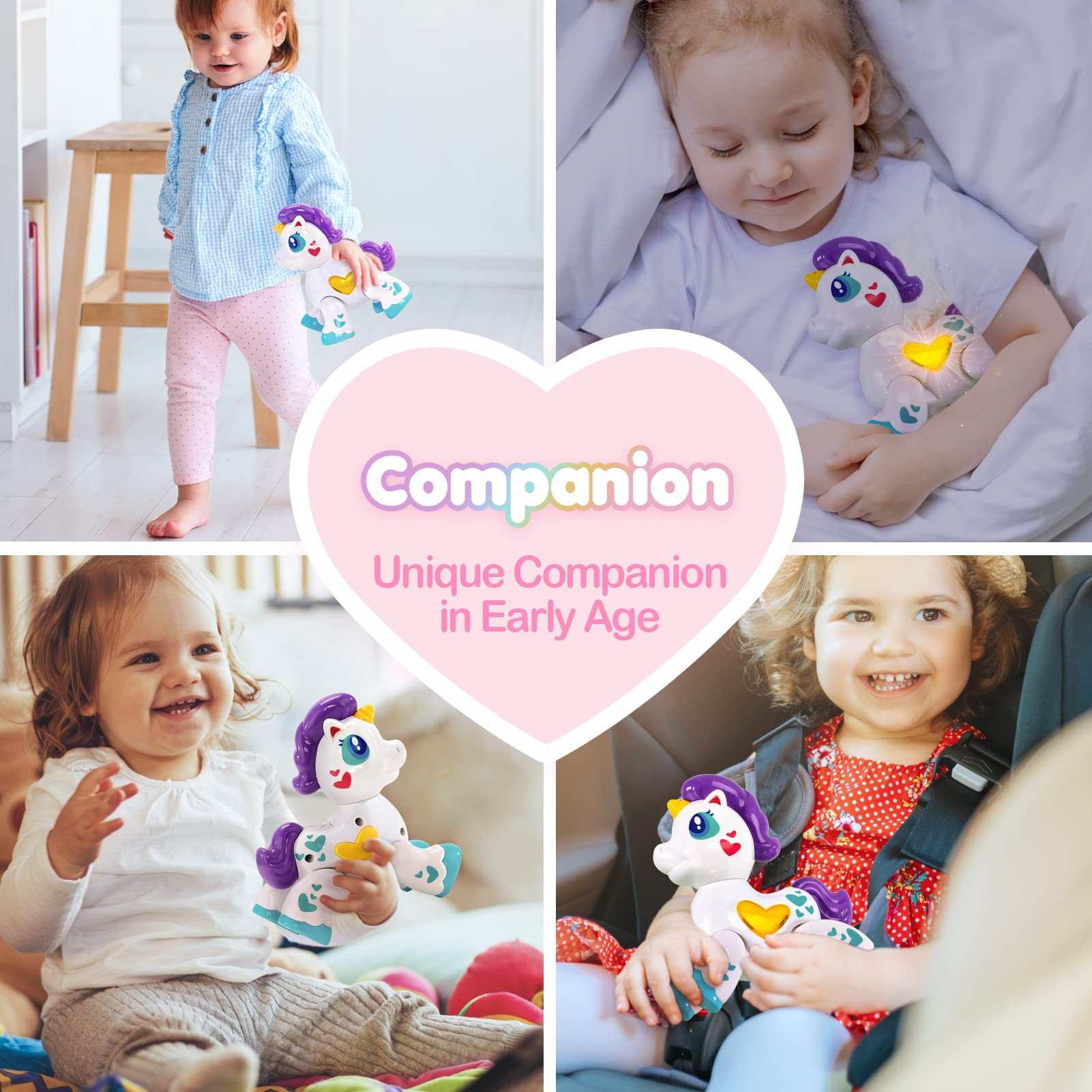 Hahaland Musical Unicorn Light Up Toy for 1 Year Old Girls - Interactive Baby Toddler Toys with Sound & Lights - Perfect Valentine's Gift, Travel Entertainment & Early Learning Development