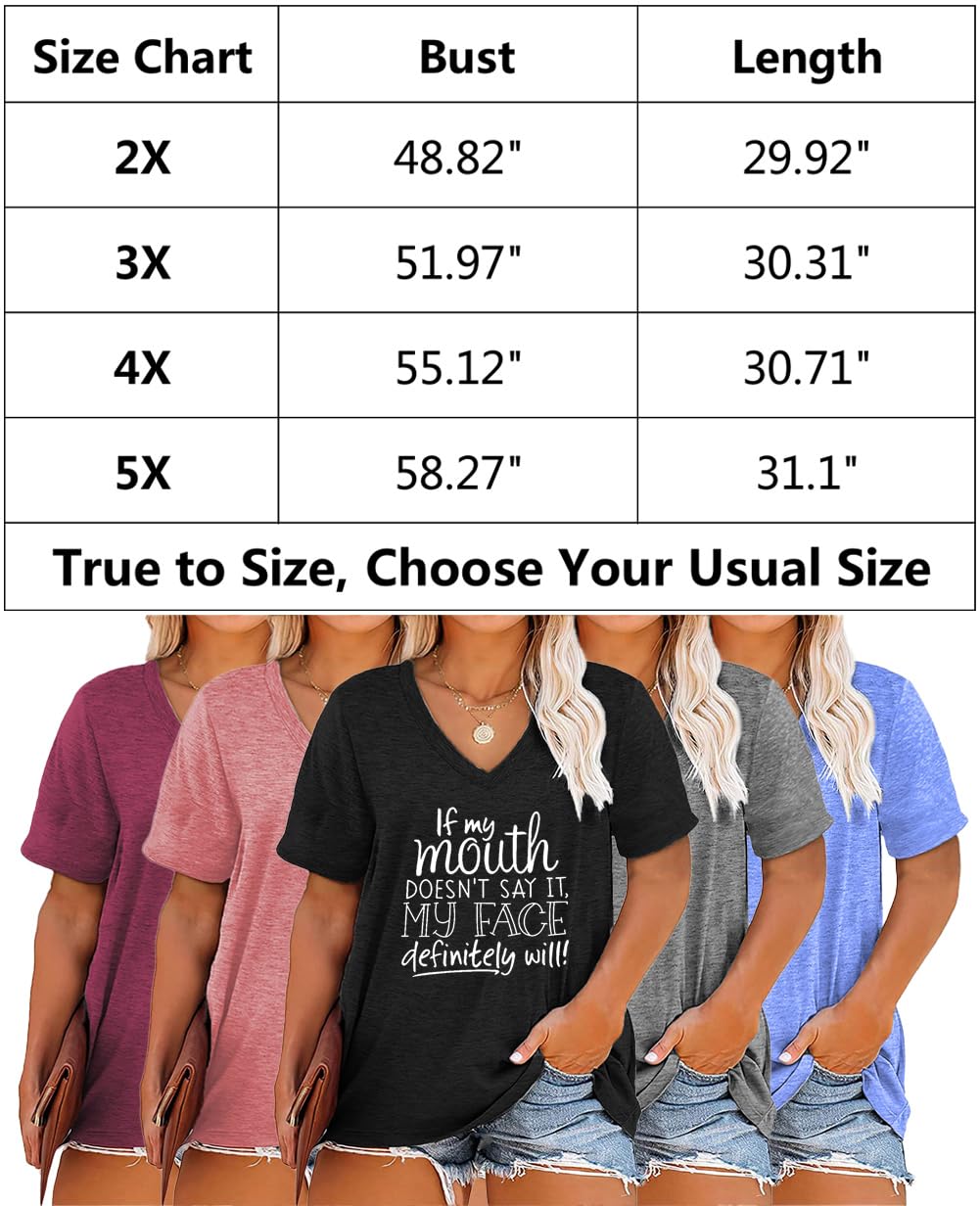 Plus Size Funny Sarcastic T-Shirts for Women - V Neck Short Sleeve Summer Tops | Casual Wear, Gift Ideas & Everyday Outfits