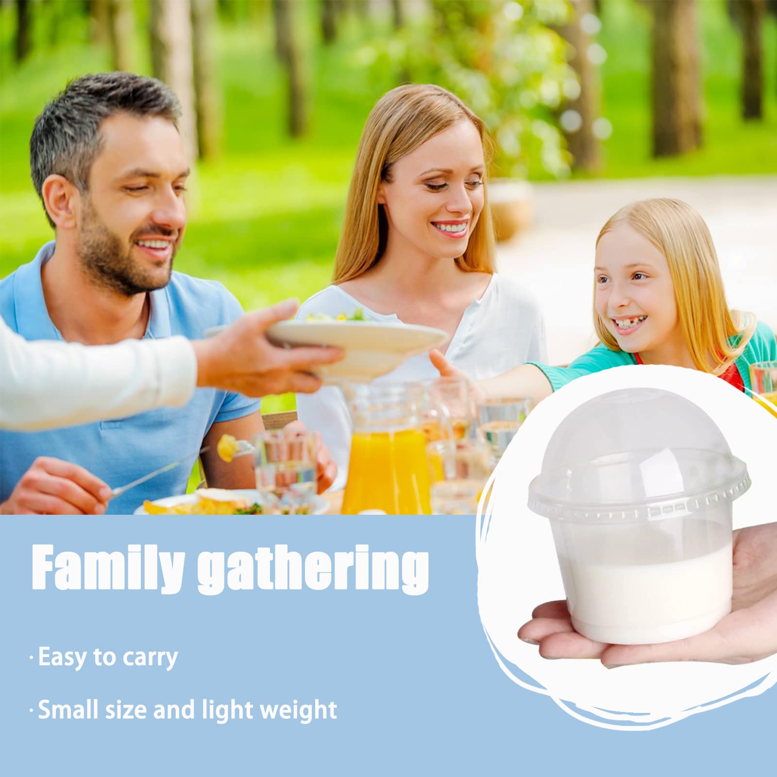 Panxxsen 50-Pack 8oz Clear Plastic Cups with Dome Lids - Disposable PET Parfait & Dessert Cups, Includes Sporks - Perfect for Fruit Salads, Yogurt, Ice Cream & Party Serving