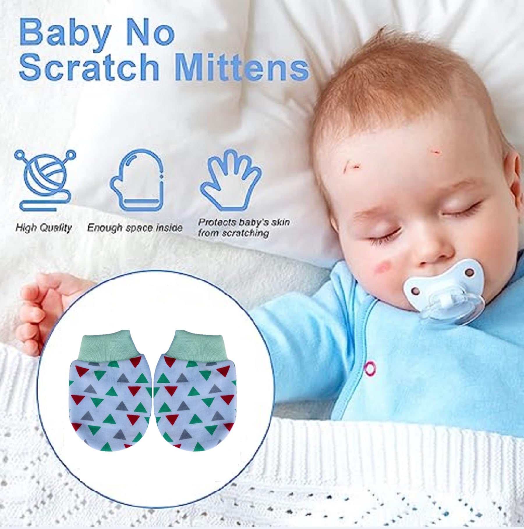 Wavva® Newborn Baby Cotton Mittens Set with Rib & Elastic - 6 Pairs, Multicolor (0-3 Months) | Soft & Breathable Hand Gloves for Infant Protection | Perfect for Sleeping, Nursing & Preventing Scratching