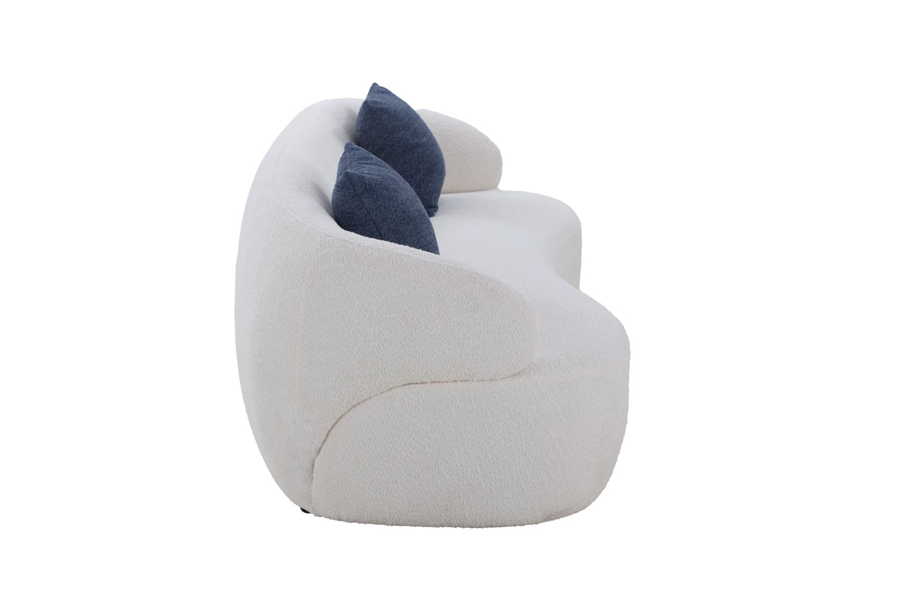3-Seat Curved Leisure Sofa - Modern Lazy Sleeper Cloud Couch with Thickened Backrest, Upholstered Lounge Sofa for Living Room, Bedroom, Office - 86.61”W x 35.43”D x 27.55”H, Beige - Perfect for Relaxing, Napping & Small Space Living