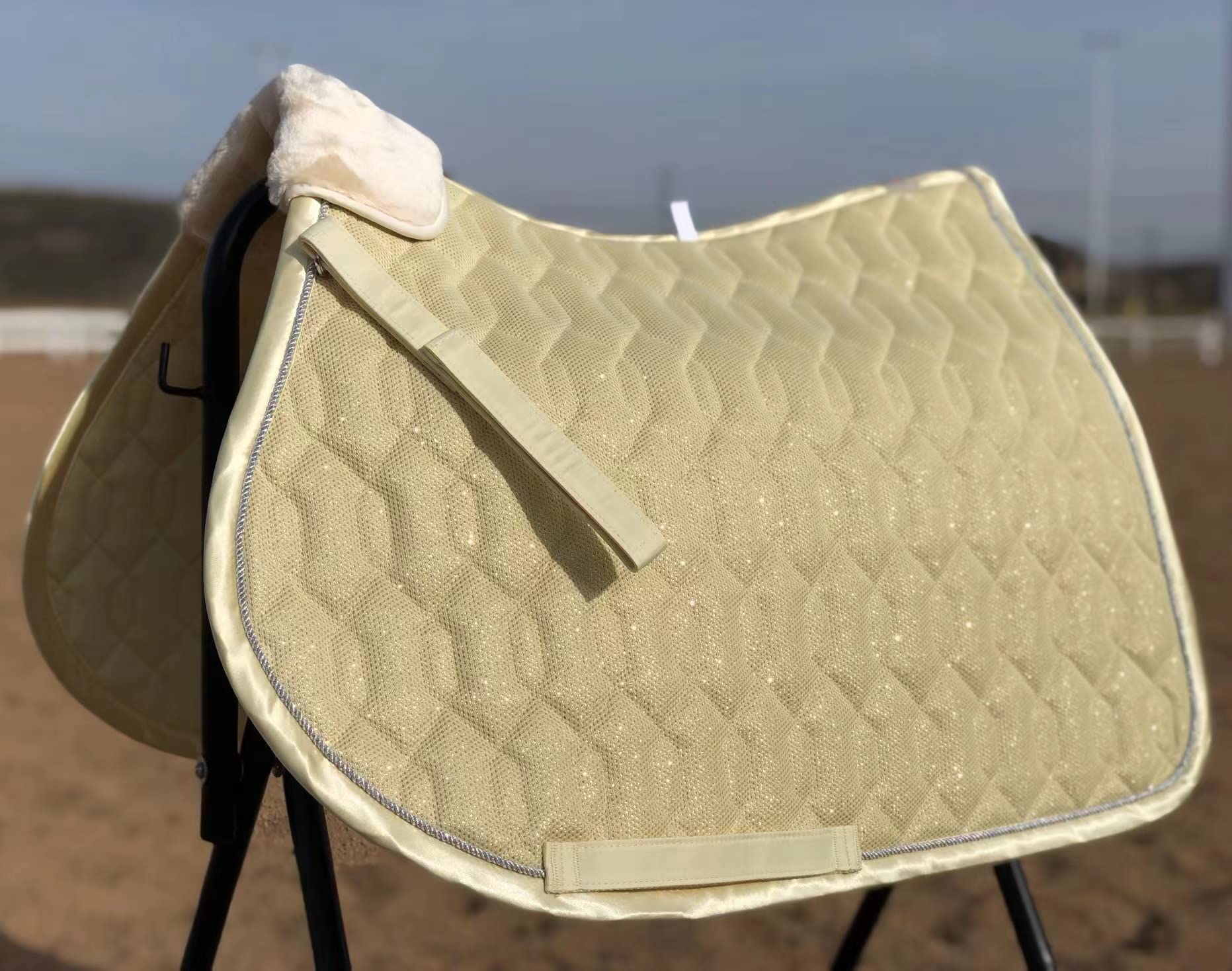 Glitter Mesh Dressage Saddle Pad for Horses - Full & Pony Size - Breathable All-Purpose Riding Pad for Training, Shows & Competitions - Perfect for Equestrian Events & Daily Riding