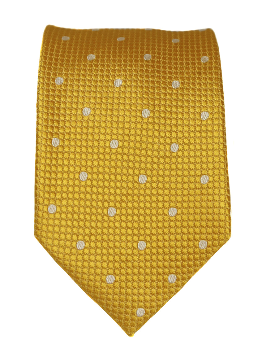 DÉCLIC Classic Spot Tie - Yellow & White Striped Necktie for Men | Perfect for Office, Weddings & Formal Events
