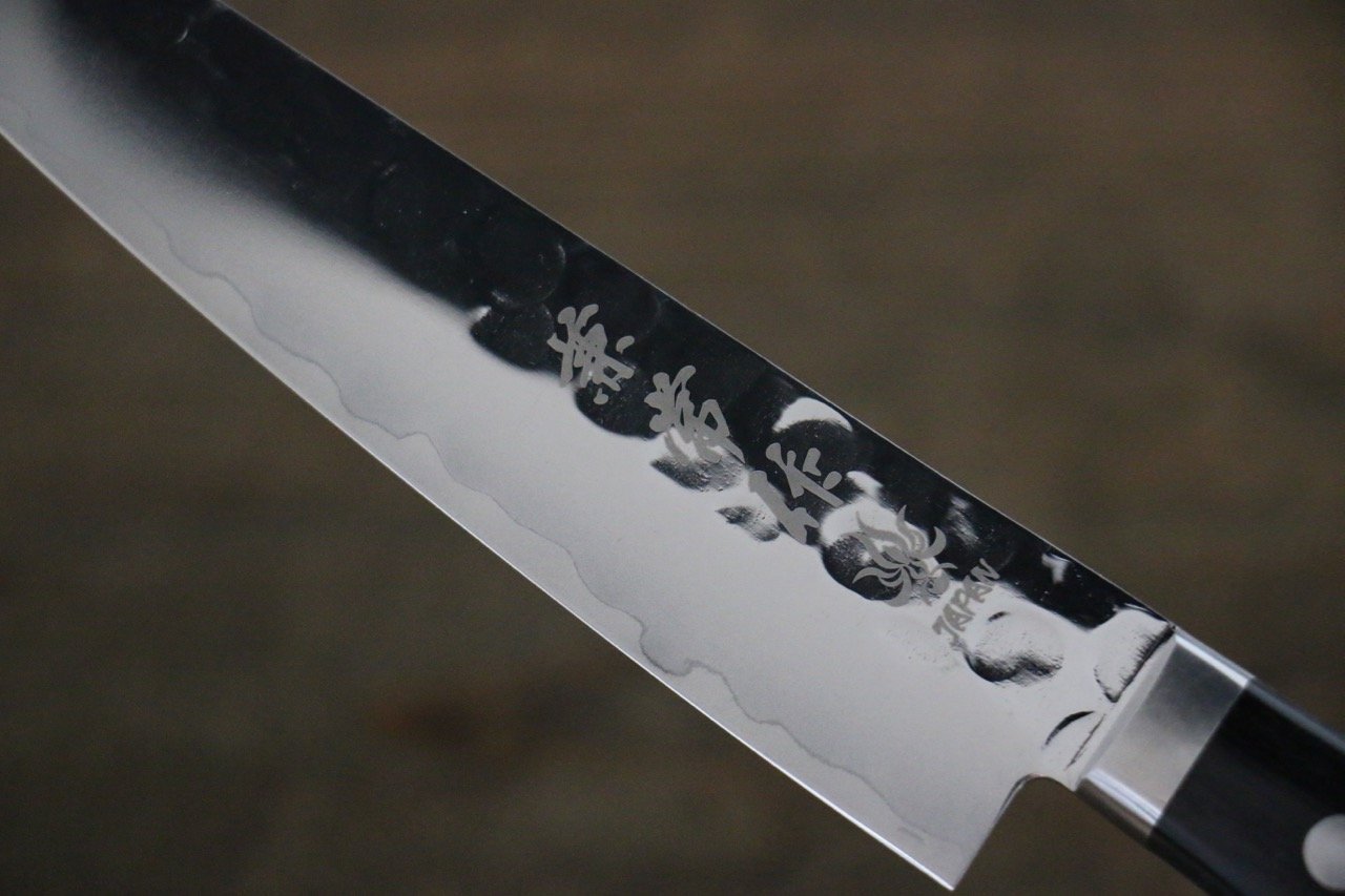 Kanetsune VG1 Hammered Petty Utility Knife 135mm - Japanese Pakkawood Handle - Perfect for Slicing Fruits, Vegetables & Small Kitchen Tasks