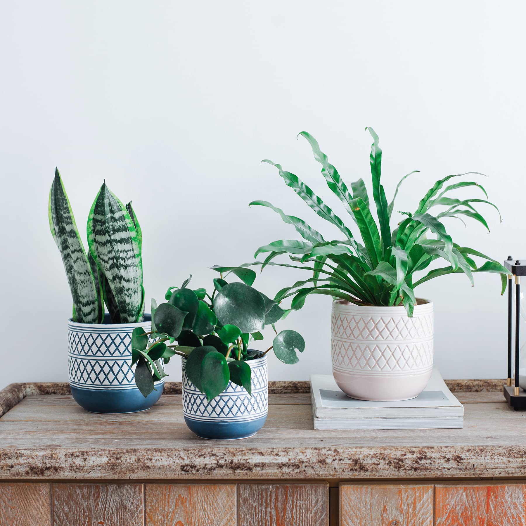 6 + 4.7 Inch Ceramic Flower Plant Pots with Drainage Hole - Indoor Planters for Succulents, Orchids, Snake Plants & Cactus - Perfect for Home Decor, Office Desk & Garden Use (Pink)