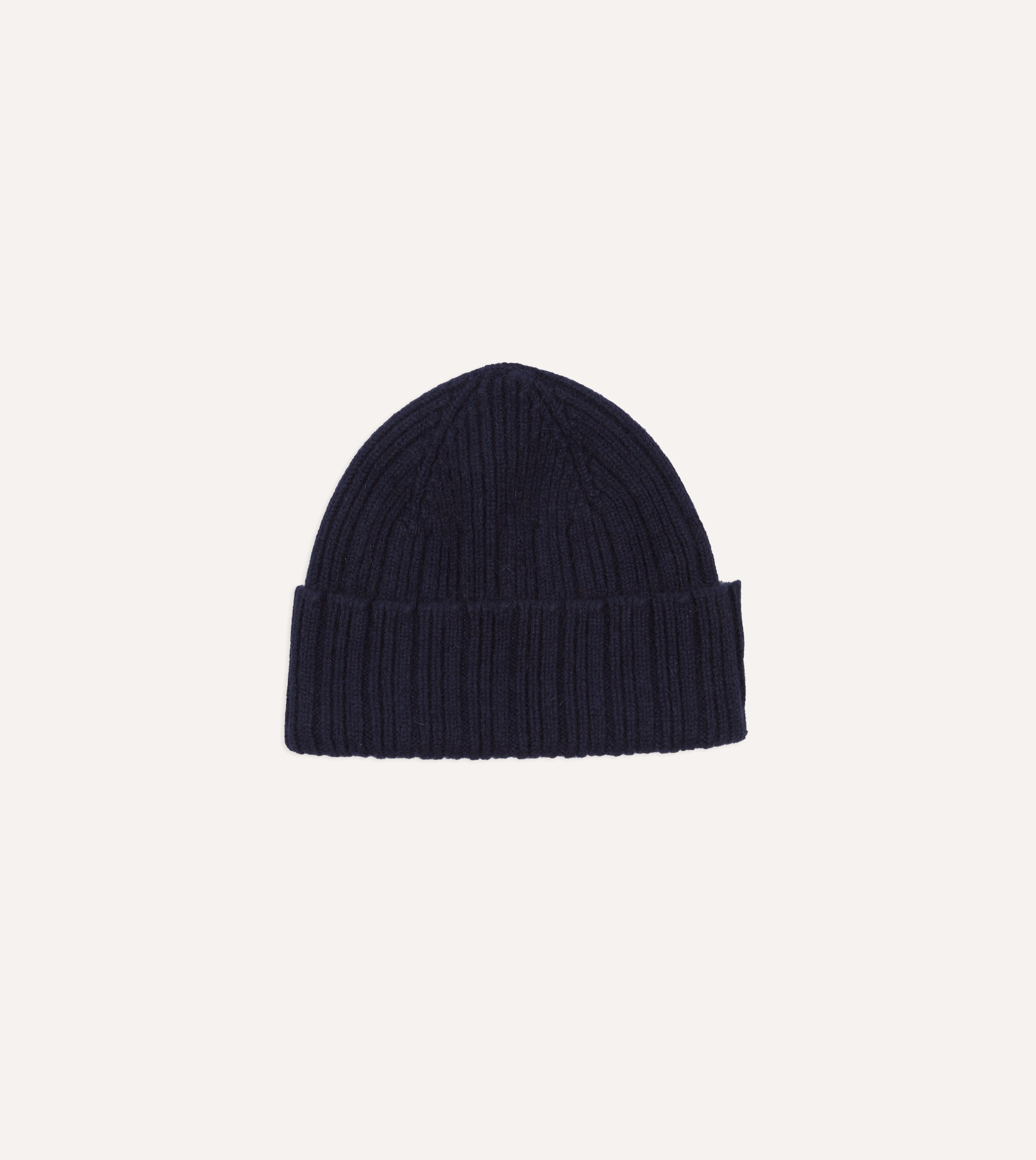 Navy Blue Angora Lambswool Ribbed Knit Beanie Hat for Women & Men - Winter Warm Fleece Lined Skull Cap for Outdoor Activities, Skiing, Hiking and Cold Weather