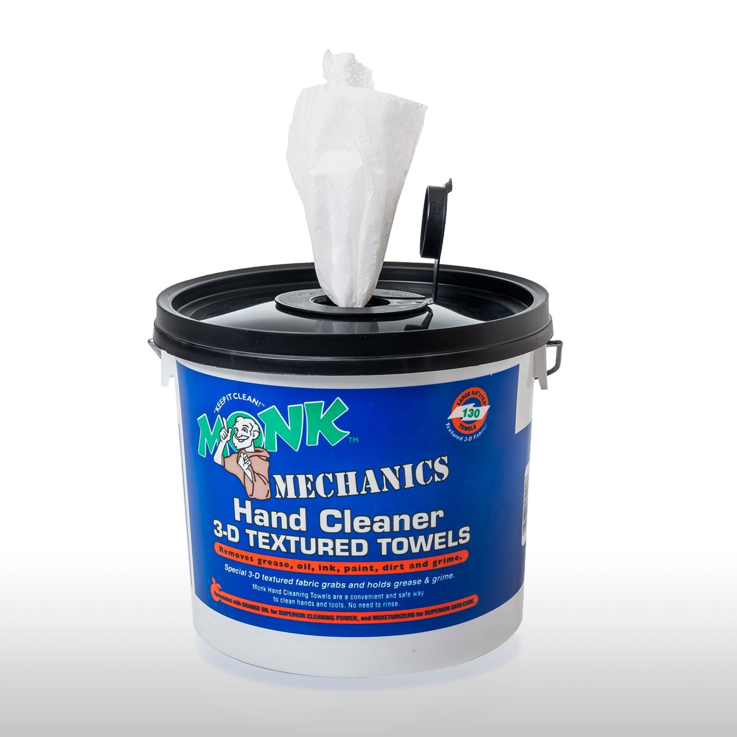 Monk Wipes Heavy Duty Mechanic Wipes - 4 Pack (130 Count Each) for Paint, Oil, Grease & Grime Removal | Multi-Purpose Shop & Hand Cleaning Wipes | Ideal for Auto Repair, Industrial & Workshop Use