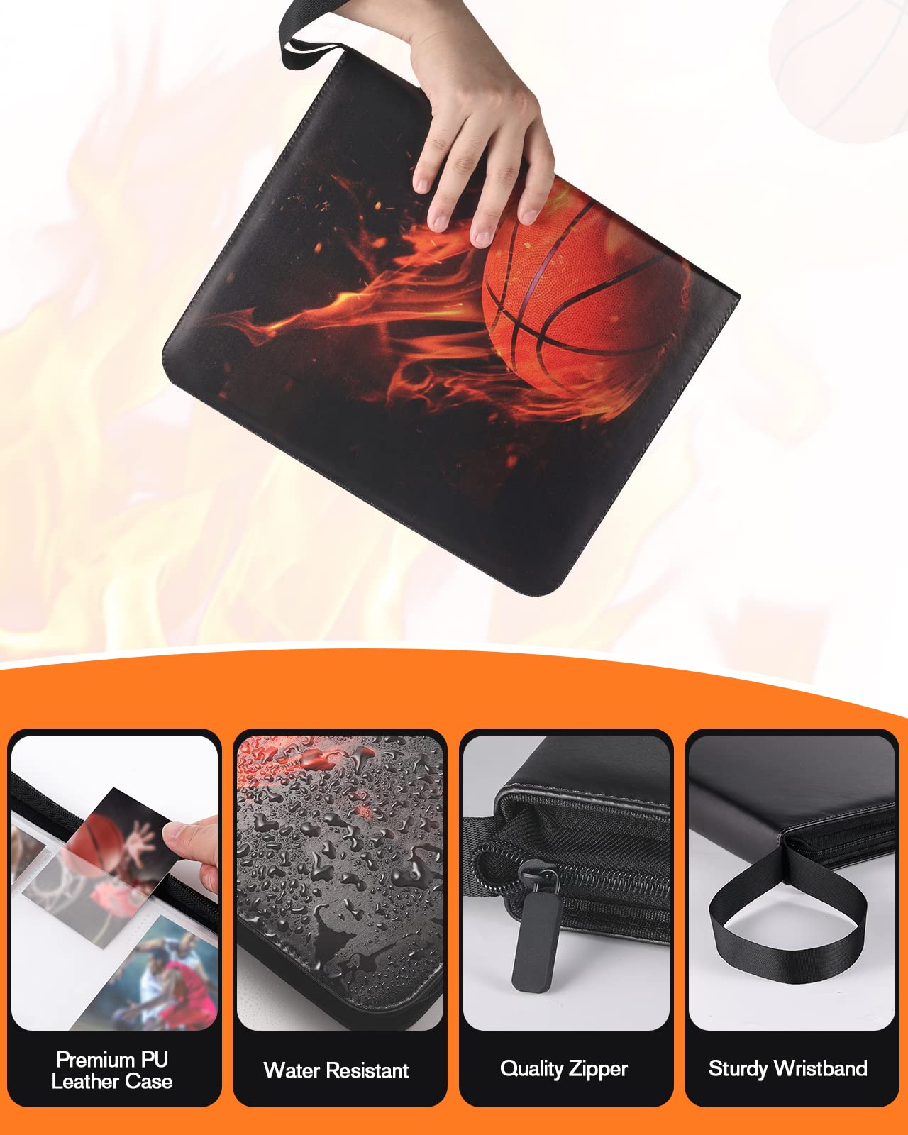 Lictin 810-Pocket Basketball Card Binder - Premium Trading Card Album with 45 Removable Sleeves for Collectors | Perfect for Sports Memorabilia Storage & Trading Card Organization