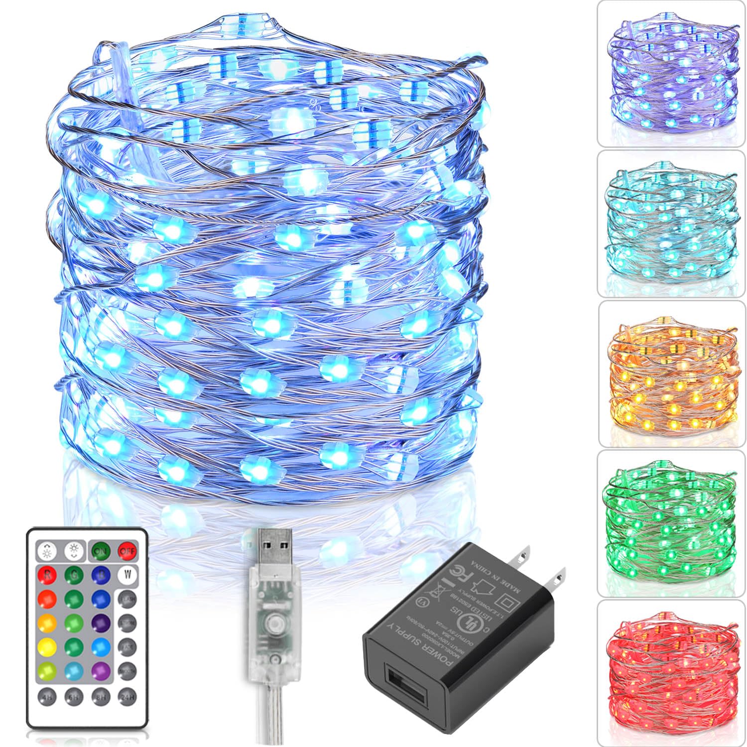 16 Colors USB LED Fairy String Lights with Remote - 33ft 100 LEDs Multicolor Changing Lights for Bedroom, Christmas, Wedding & Indoor Decor | Perfect for Home Party, Garden, DIY Costume and Holiday Lighting