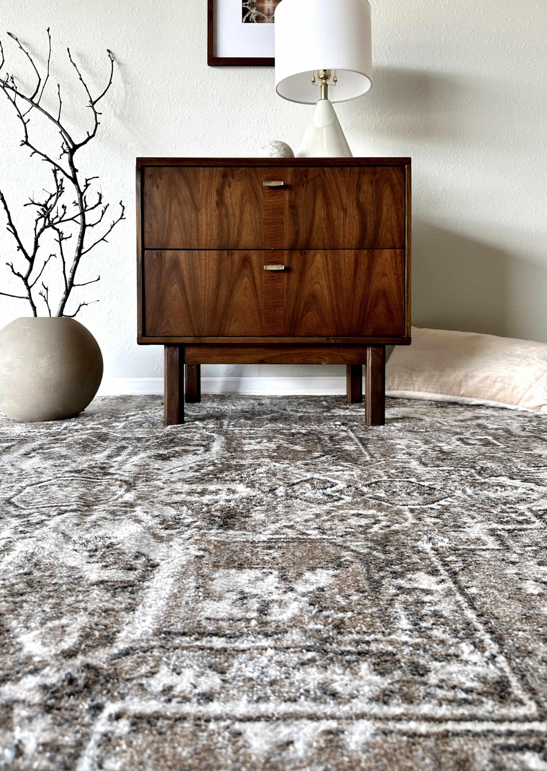 Hauteloom Hera Washable Area Rug 2' x 3' - Soft Ivory & Blue Modern Rug for Living Room, Bedroom, Dorm - Machine Washable Low Pile Indoor Carpet for Home Decor