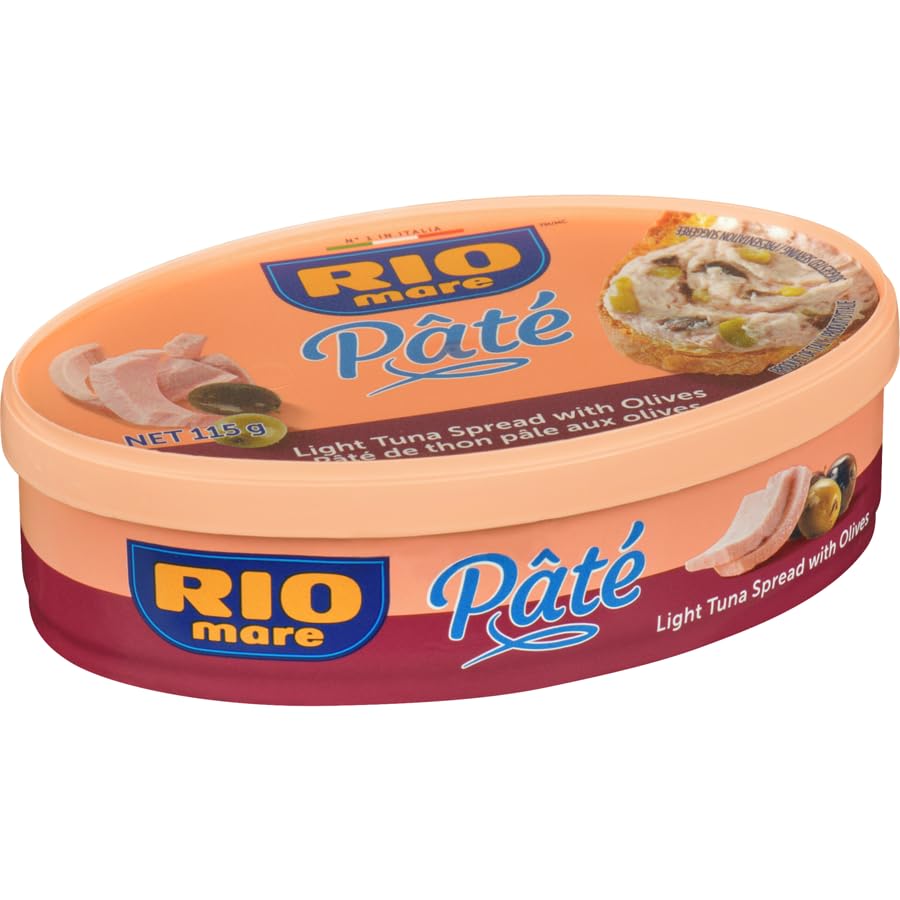 Rio Mare Light Tuna Pâté with Black Olives - 115g Can - Premium Tuna Spread for Crackers, Sandwiches, Toast & Appetizers - Perfect for Picnics, Lunch Boxes & Quick Snacks