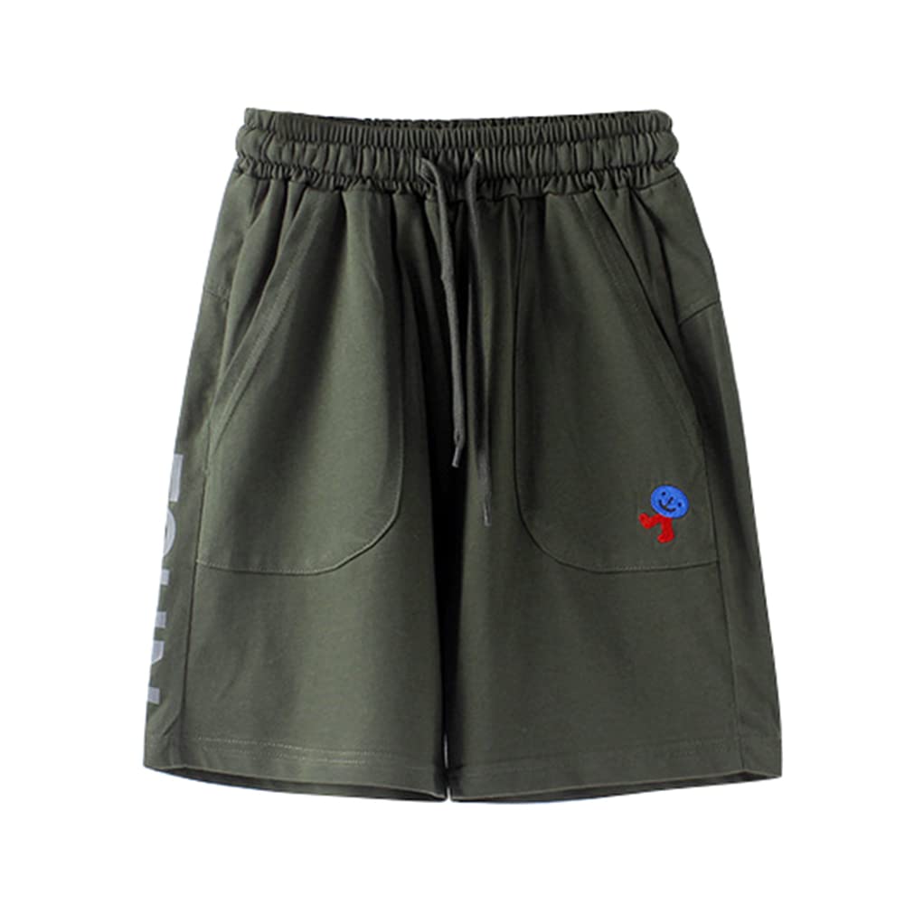 LSPAR Boys Athletic Shorts with Pockets - Cotton Basketball Shorts with Drawstring & Embroidery - Perfect for Sports, Gym, and Casual Wear