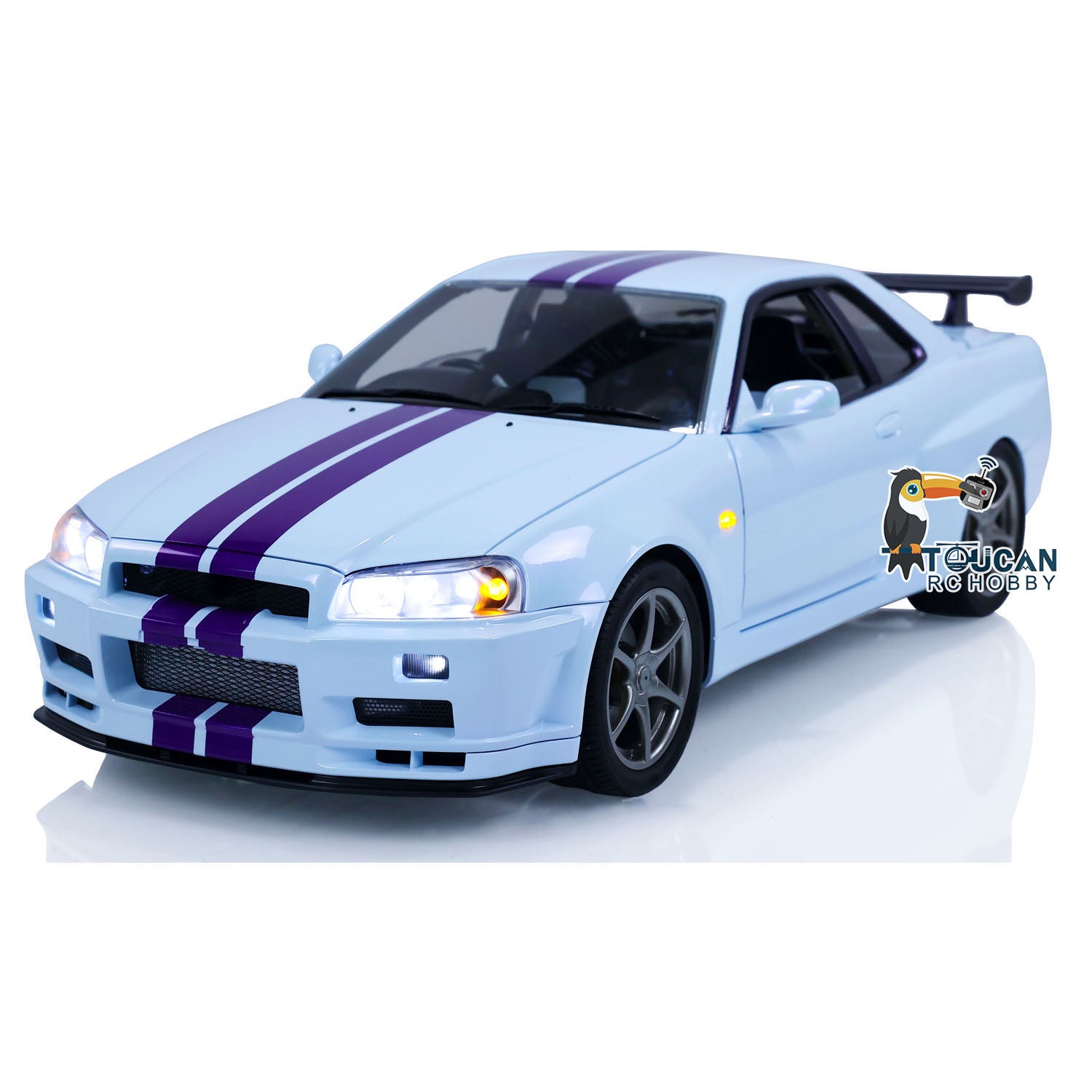 1/8 Scale R34 RC Racing Car 4WD High Speed Remote Control Drift Car with Metal Chassis, Smoke & Sound Effects - Ready to Run (RTR) - Perfect for Off-Road Racing, Drifting & Backyard Fun