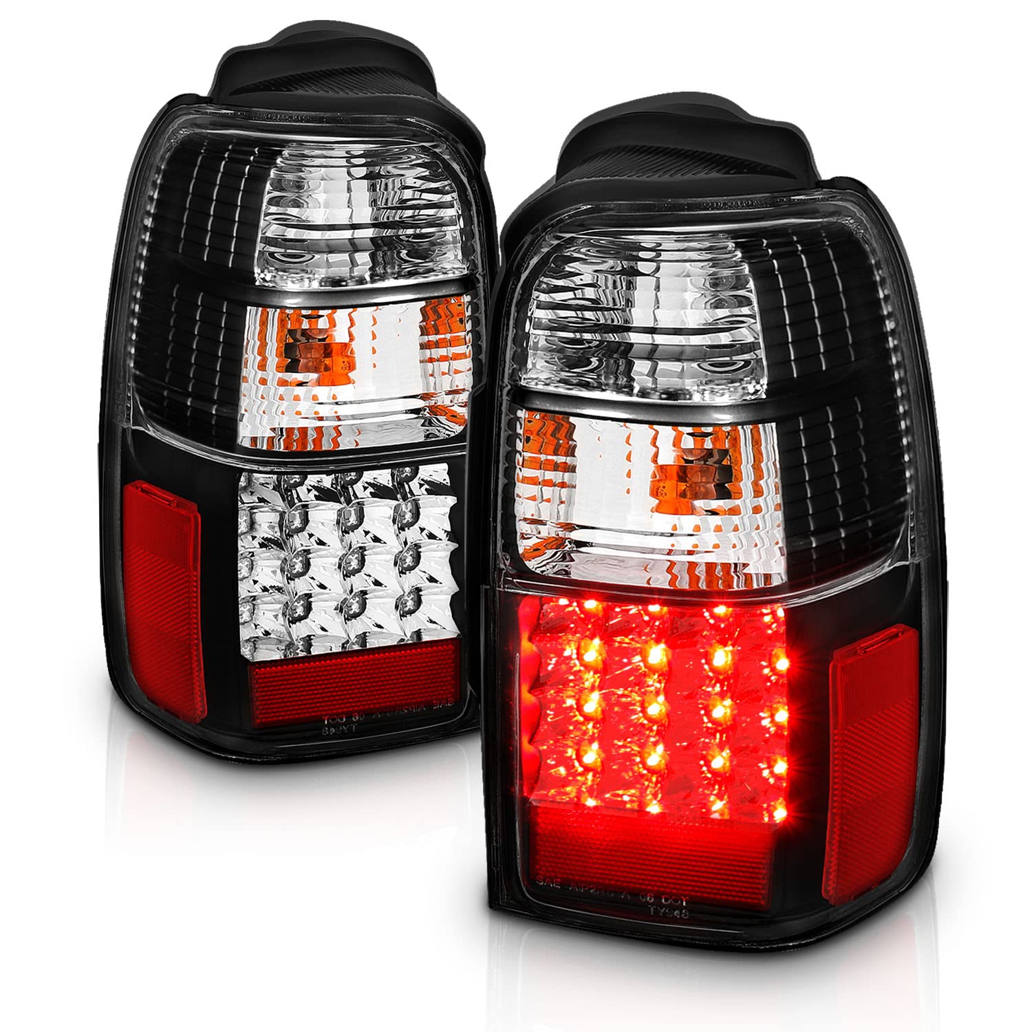 1996-2002 Toyota 4Runner LED Tail Lights Assembly - Black Replacement Set (Pair) for Passenger & Driver Side - Enhanced Visibility & Style Upgrade for Off-Road & Night Driving