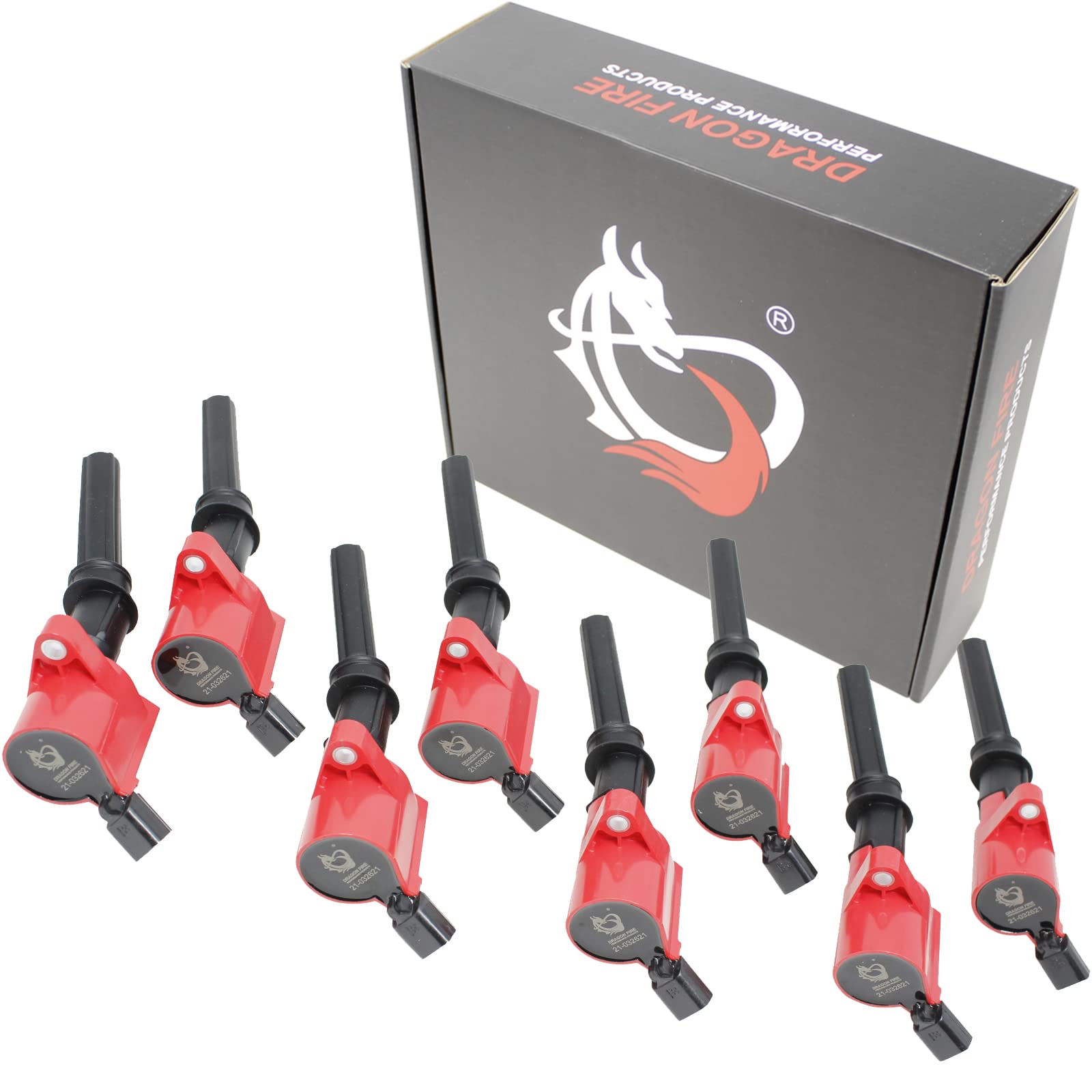 High Performance AIP Electronics Dragon Fire Ignition Coil Set of 8 - Compatible with 1998-2016 Lincoln Ford V8 V10 (OEM Fit C508-DF) - Perfect for Engine Tuning & Performance Upgrades