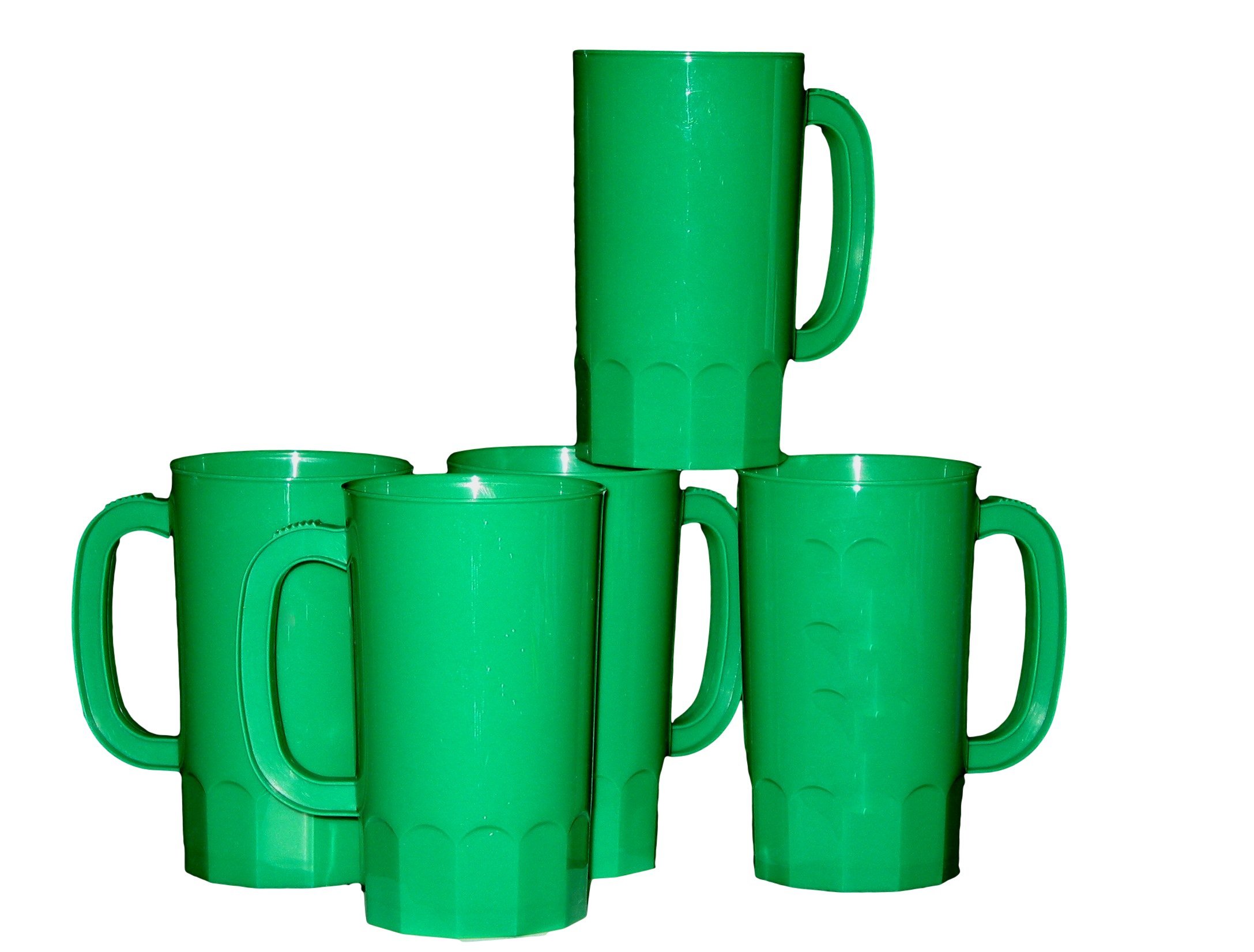 32oz Plastic Beer Mugs Set of 8 - Green Party Cups for Oktoberfest, Tailgating & Backyard BBQs - Durable Shatterproof Drinking Glasses for Beer, Cocktails & Beverages