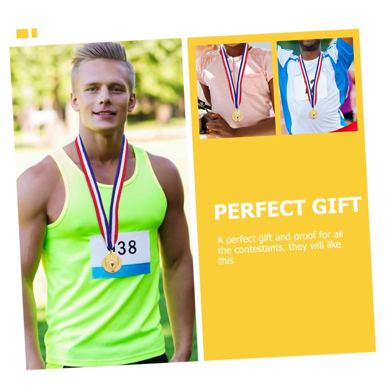 WOONEKY Gold Medal Awards for Sports Competitions - 1st 2nd 3rd Place Prize Medals with Ribbon - Perfect for Track & Field, Swimming, School Events and Award Ceremonies
