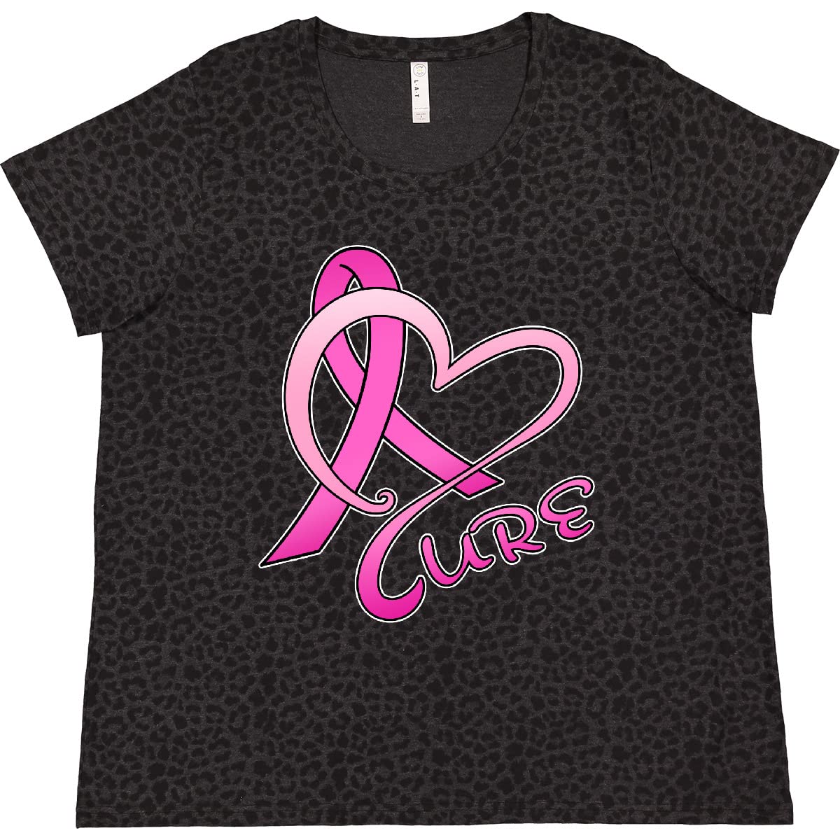 Inktastic Cure Breast Cancer Awareness Pink Ribbon Women's Plus Size T-Shirt - Comfortable & Supportive Tee for Survivors, Fundraisers & Awareness Events