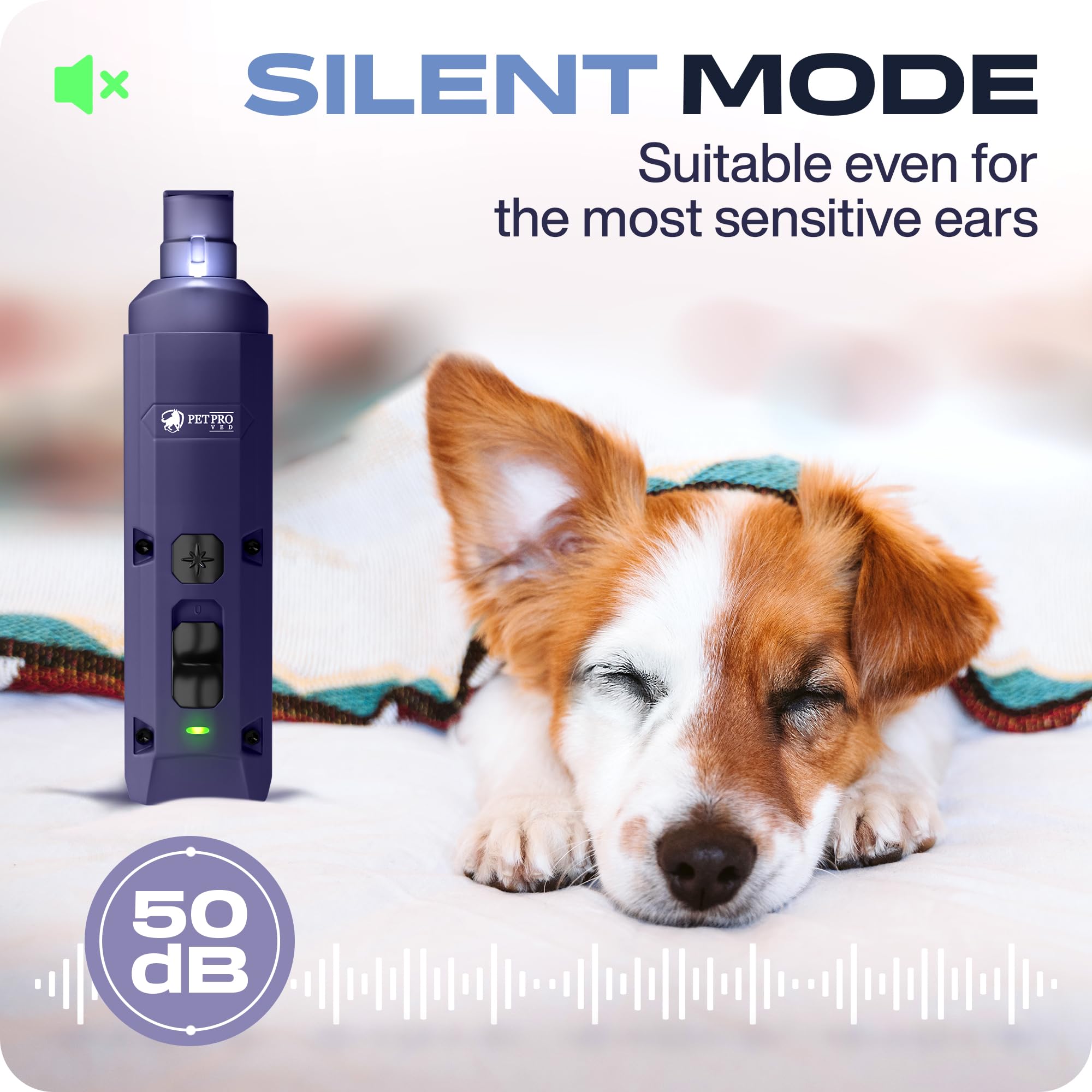 **PETPROVED Silent Electric Dog Nail Grinder – Safe & Gentle Pet Nail Trimmer for Dogs & Cats – Low Noise Claw Grinder with Nail File – Perfect for Grooming at Home or Professional Use**