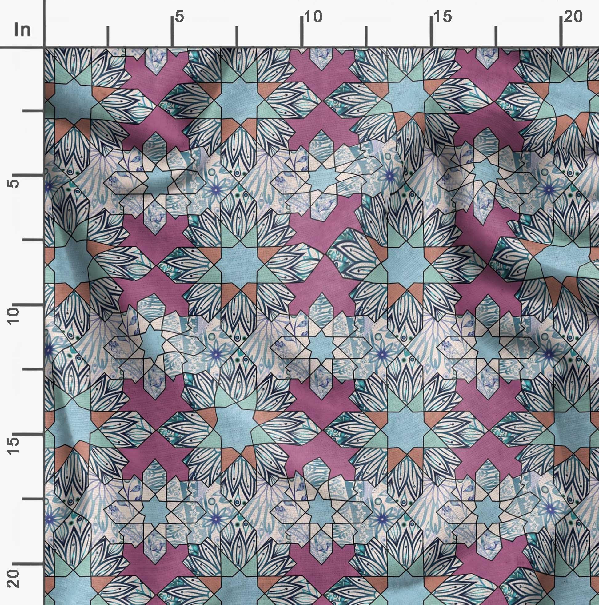 Soimoi Moss Georgette Brown Fabric by The Yard - 42 Inch Wide Floral & Geometric Printed Textile for DIY Crafts, Sewing Projects, Home Decor, and Fashion Design - Lightweight Draping Material for Dresses, Curtains, and Creative Art Projects