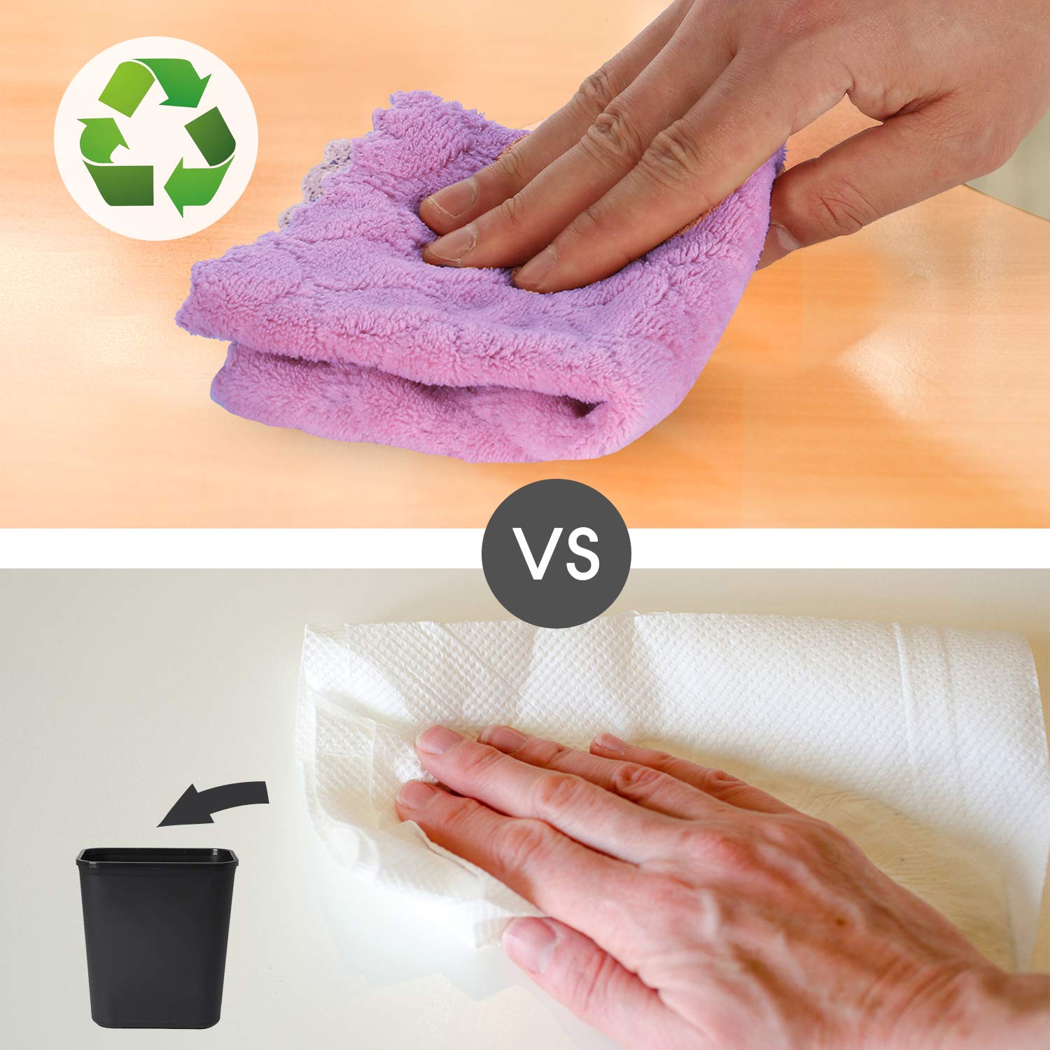 Kimteny Microfiber Cleaning Cloths - Super Absorbent & Fast Drying Kitchen Towels, Lint-Free Dish Cloths, Reusable Washcloths for Dishes, Countertops & Household Cleaning (10