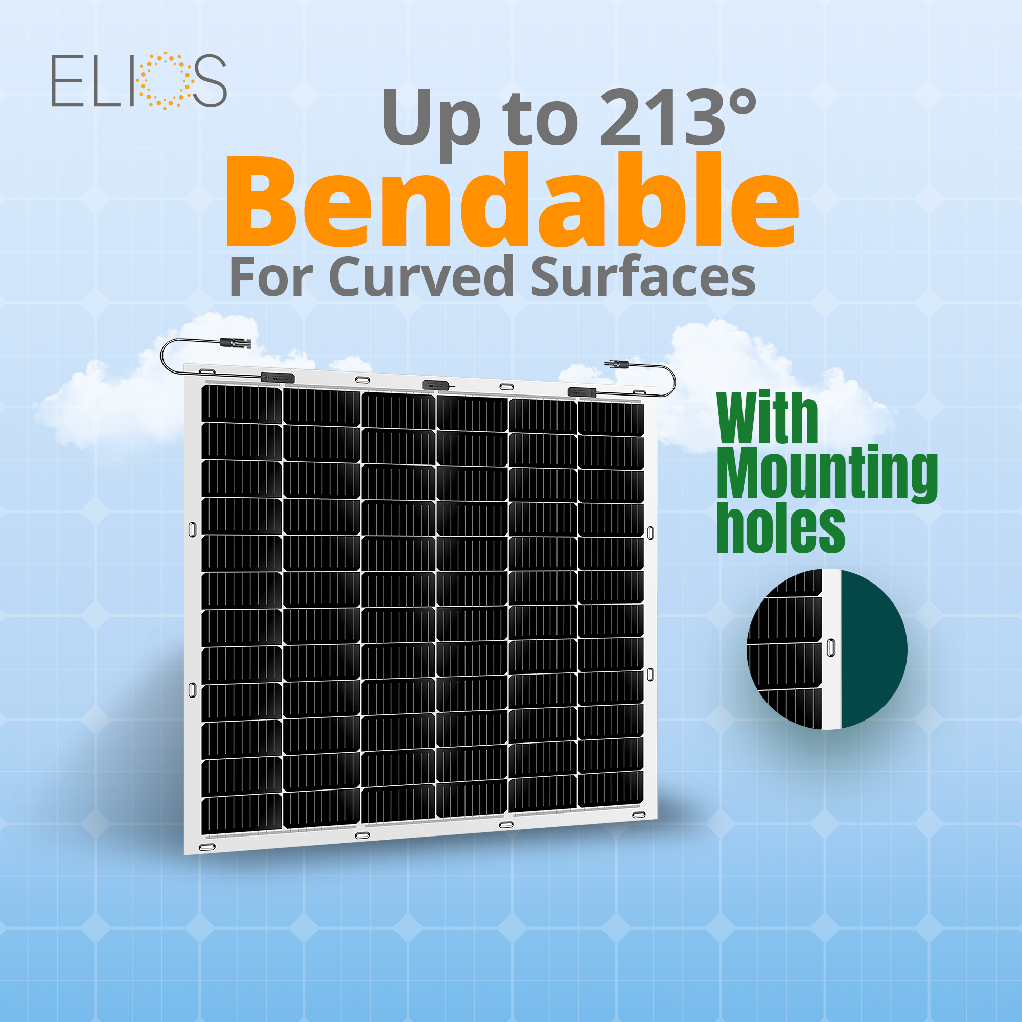 Elios Voltaic 210F B | 210W Semi-Flexible Solar Panel for Balcony - Portable Renewable Energy Solution for RV, Boat & Off-Grid Power