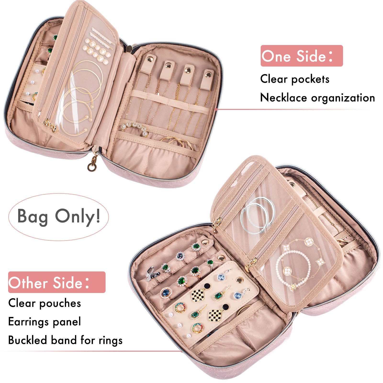 Premium Travel Jewelry Organizer Case - Tangle-Free Jewelry Holder for Necklaces, Earrings, Rings & Bracelets - Compact Jewelry Storage for Women - Perfect for Vacations, Business Trips & Daily Use