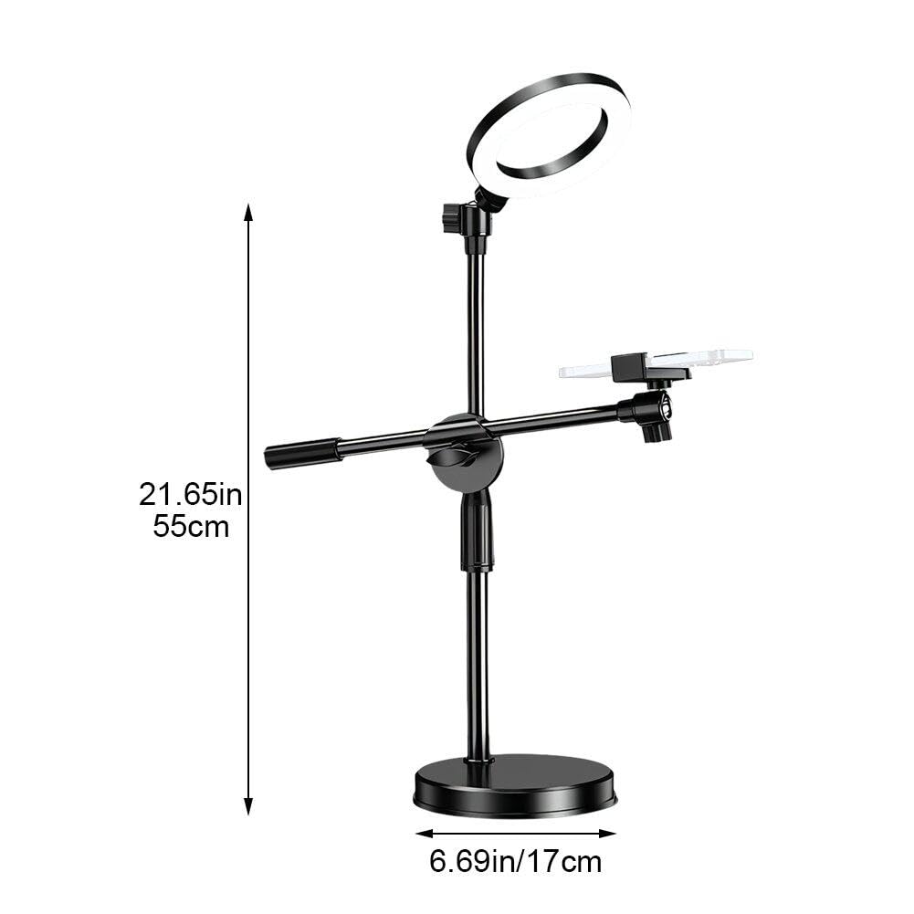 HiyyFloy Adjustable 360° Rotating Phone Mount with Light - Overhead Phone Stand for Cooking, Filming, Live Streaming & Video Recording - Perfect for YouTube, TikTok & Social Media Content Creation