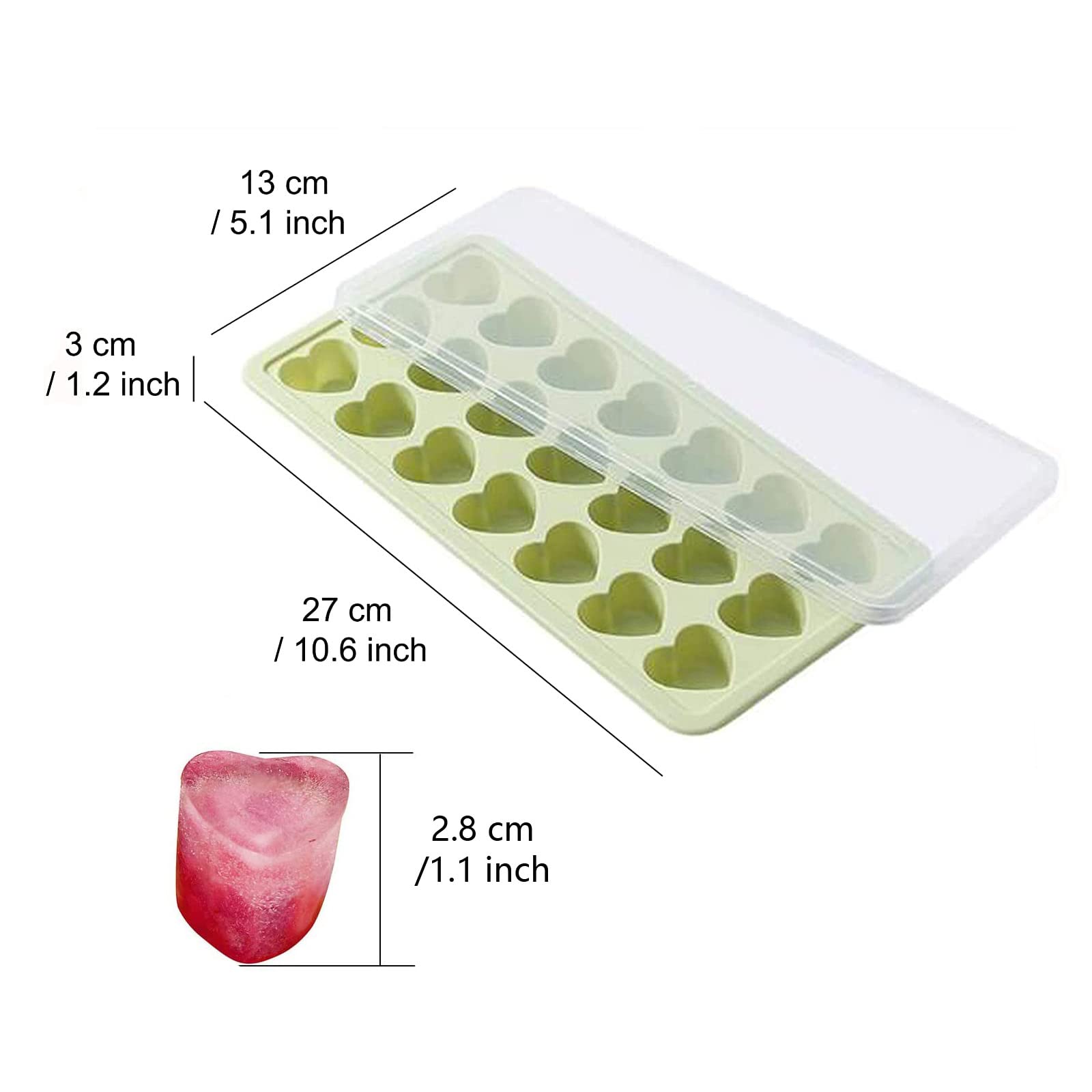 Heart Shaped Ice Cube Tray with Lid - 21 Holes, BPA Free Silicone for Cocktails & Drinks