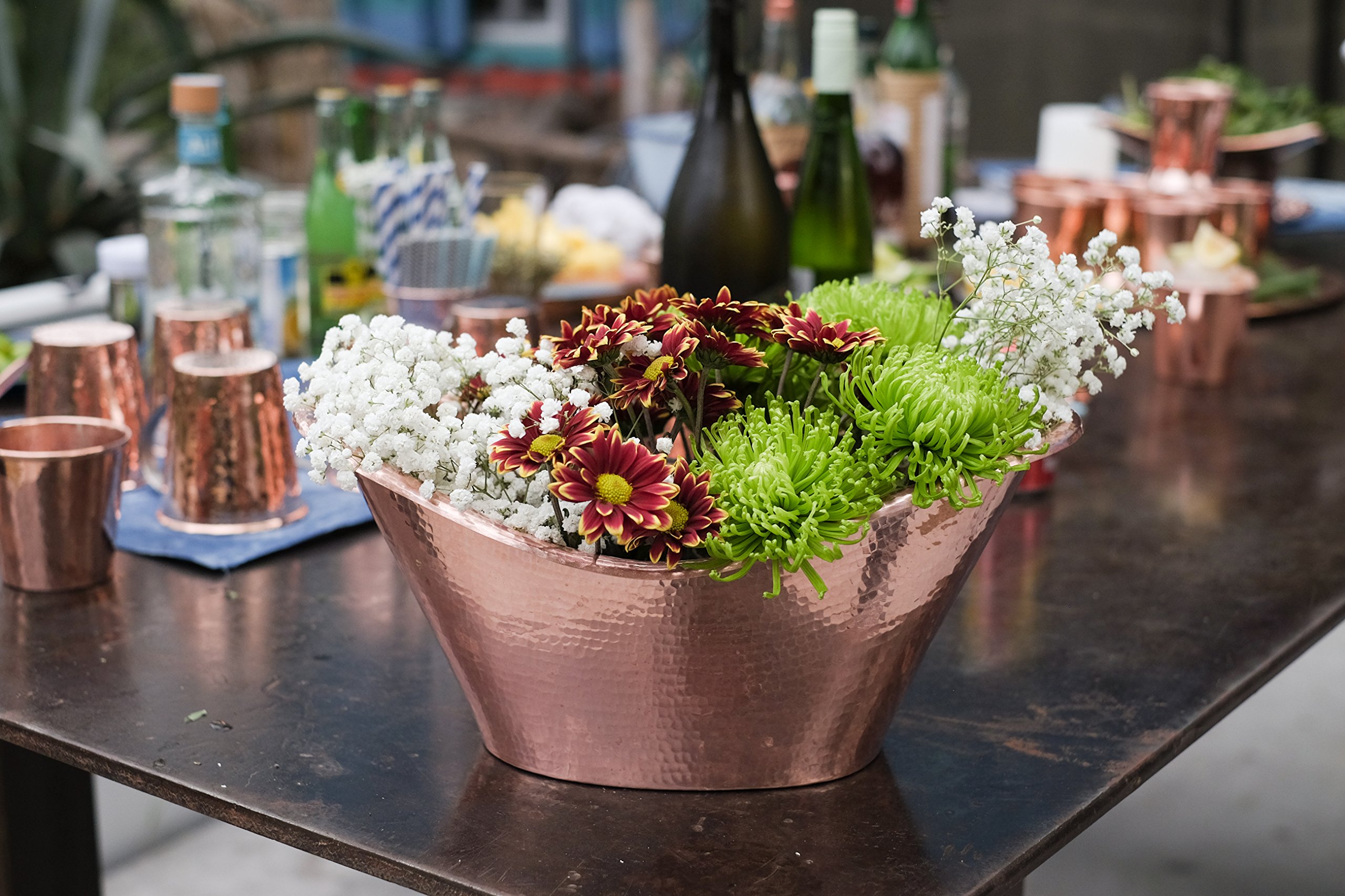 Sertodo Hand Hammered 100% Pure Copper Nile Cradle Ice Bucket - Elegant Wine Chiller for Parties, Weddings & Home Bar Decor