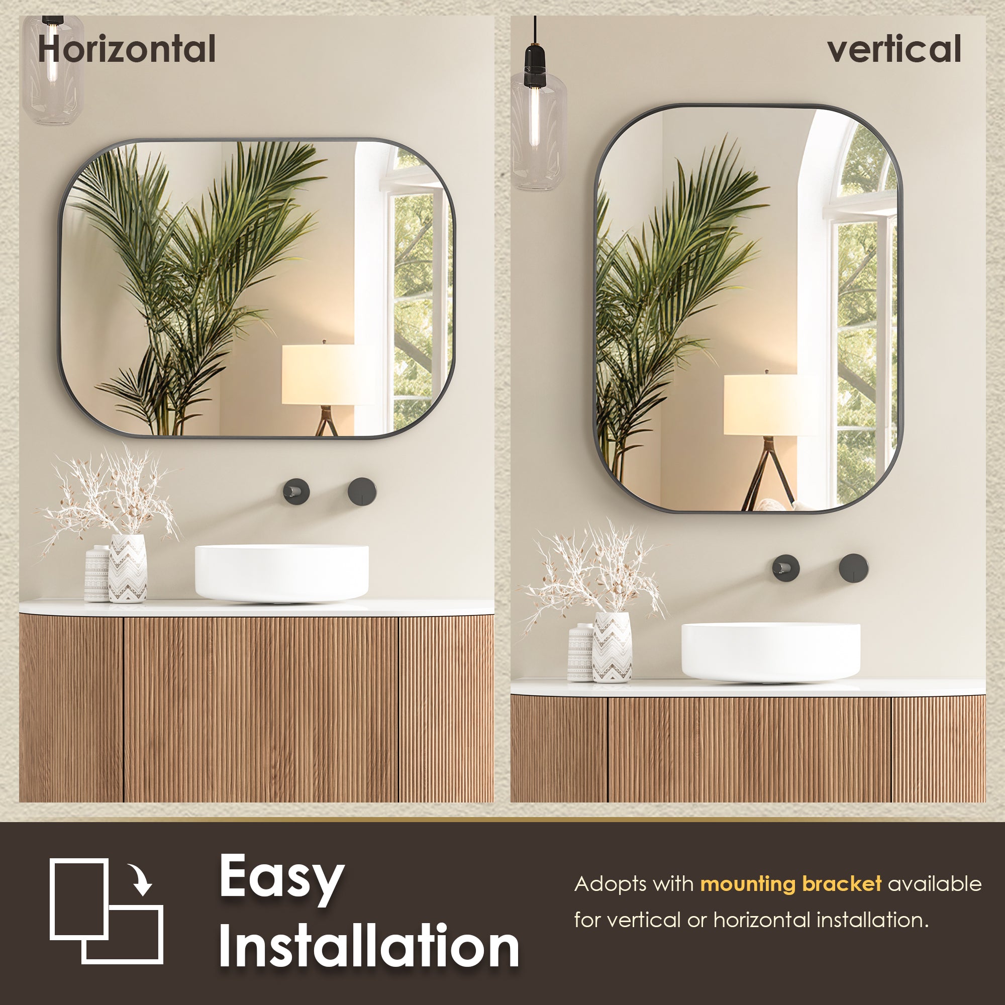 Trielle Rectangular Aluminum Framed Modern Bathroom Wall Mirror - Sleek & Durable Bathroom Decor for Vanity, Makeup & Home Decor