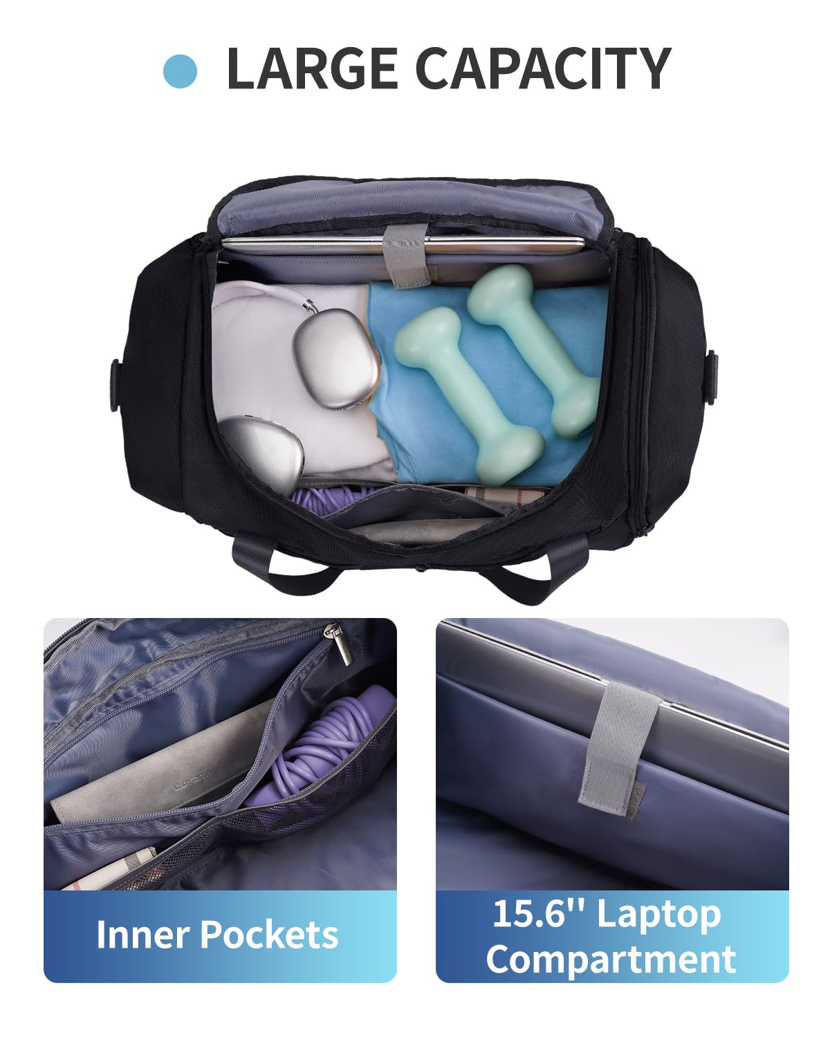 Sportsnew 38L Gym Bag for Men & Women - Durable Travel Duffel with Shoe Compartment, Wet Pocket & 15.6