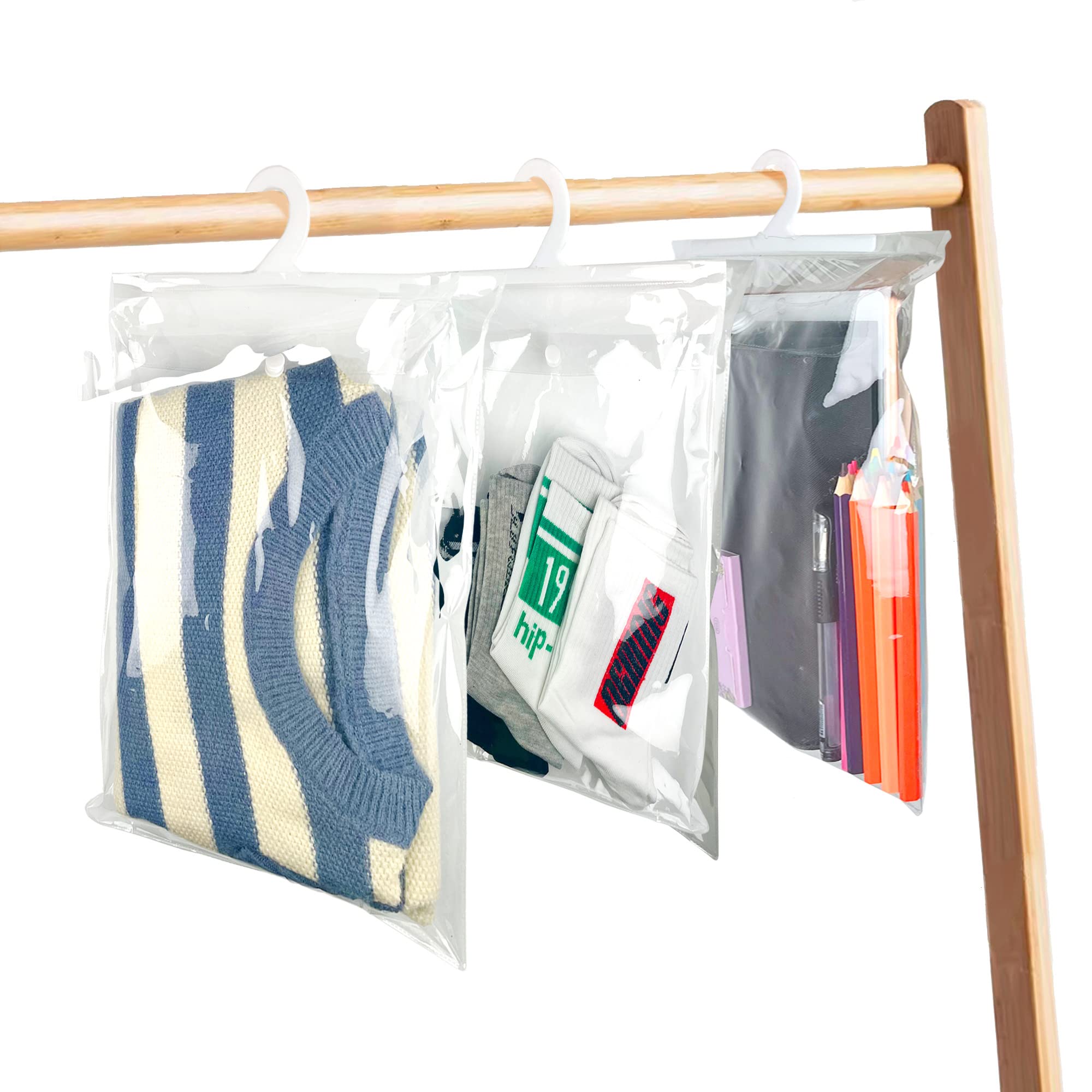 50 Pack Clear Hanging Storage Bags with Hooks - 13