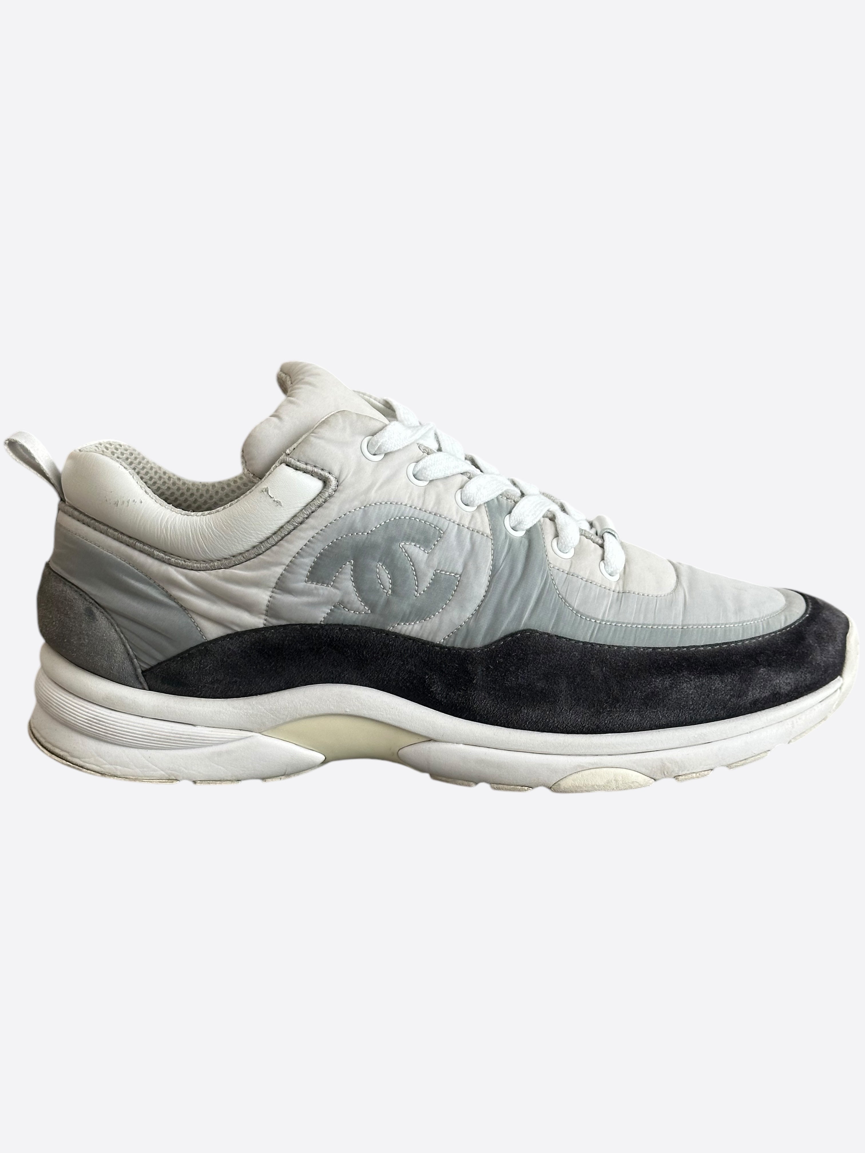 Chanel Grey & Black CC Logo Sneakers for Women - Luxury Designer Casual Shoes for Everyday Wear & Fashion Outfits
