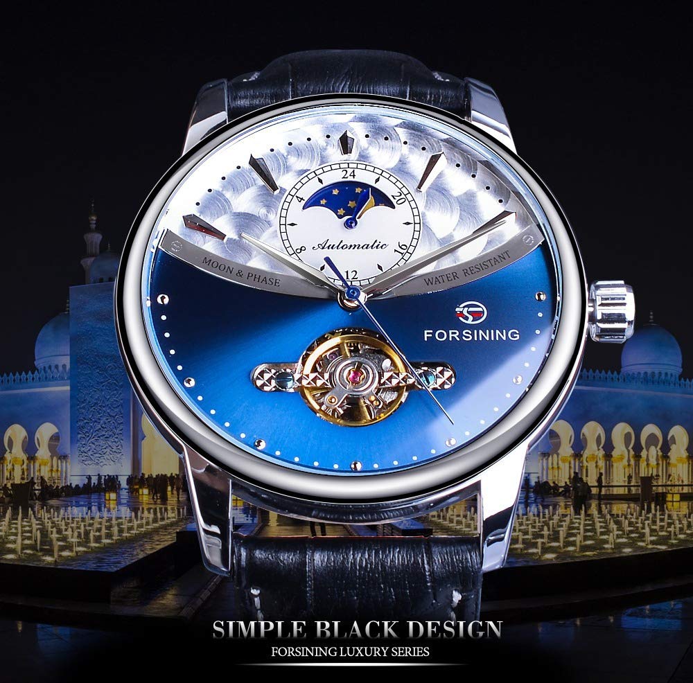 Luxury Automatic Mechanical Men's Watch with Sun Moon Phase & Tourbillon - Waterproof Wristwatch for Business, Formal & Casual Wear - MASTOP Top Brand