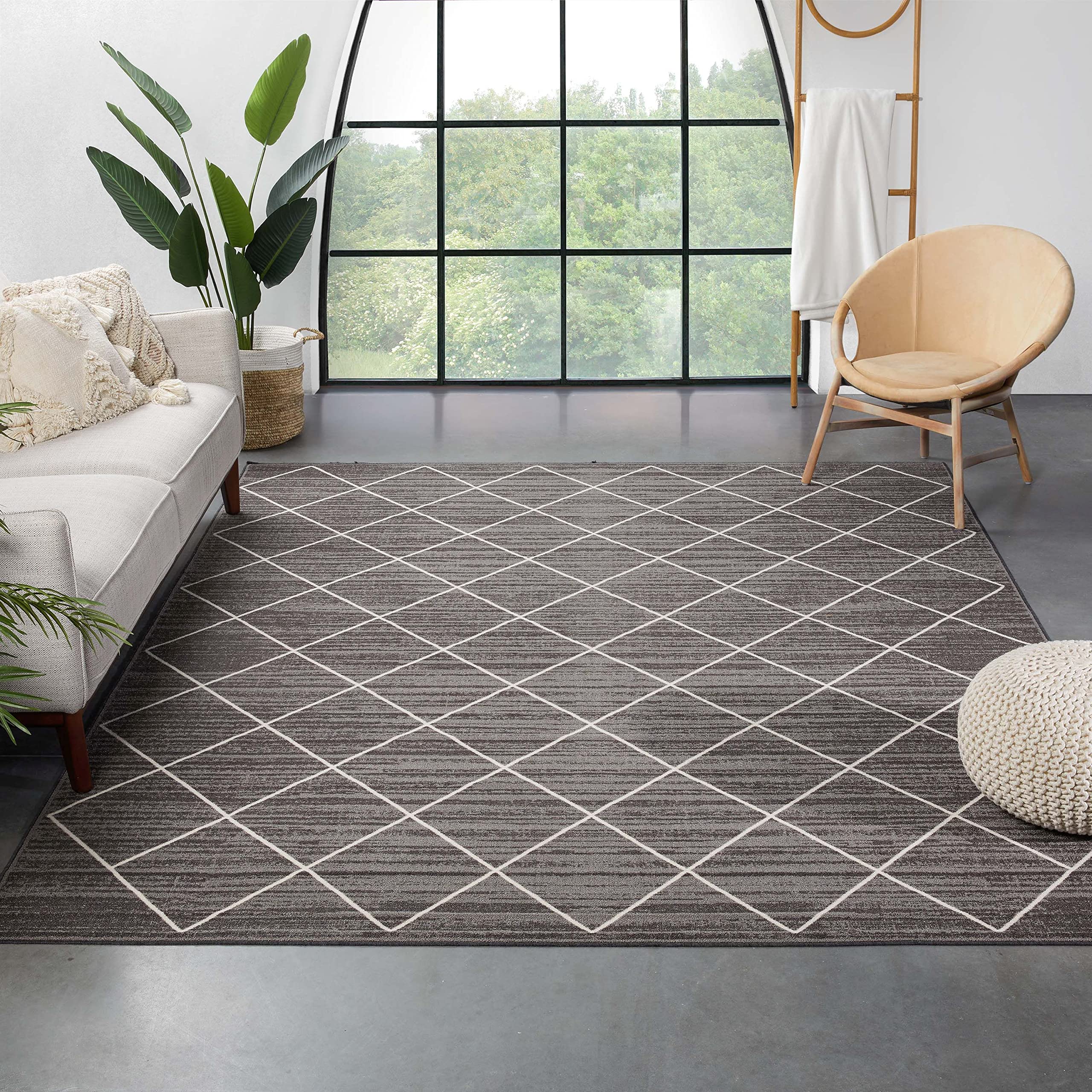 Well Woven Kings Court Clover Grey Washable Rubber Non-Slip Modern Area Rug 9'3