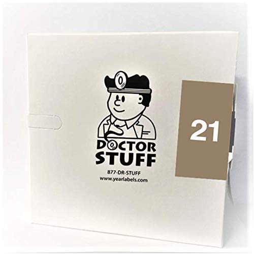 Doctor Stuff - 21 Year Labels for X-Ray Folders, Ames Large Compatible Series, Laminated Gray Stickers, 500/Roll (1-7/8