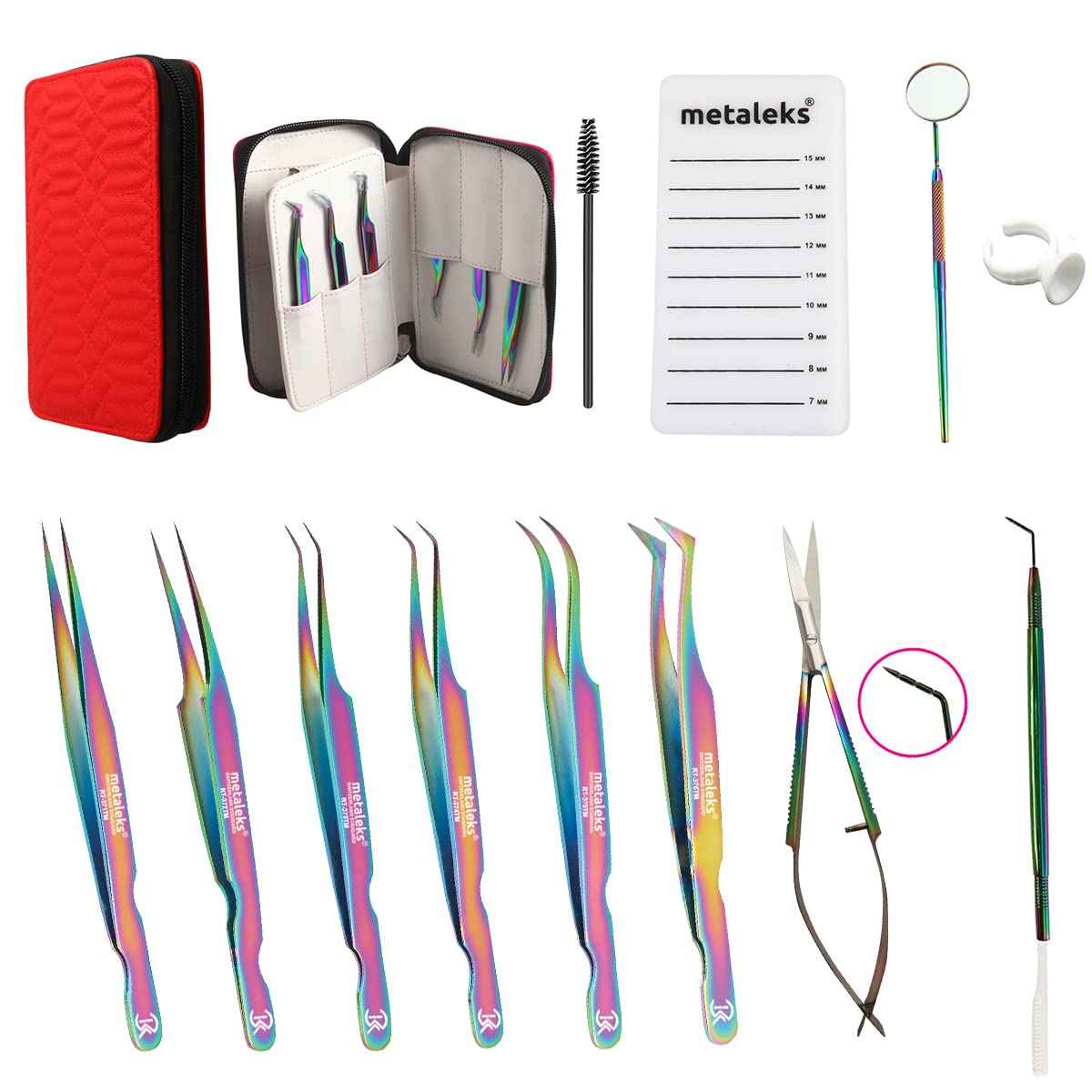 12Pcs Professional Eyelash Extension Tweezers Set - Titanium Coated Tools for Salon & Home Use - Includes Isolation Tweezers, Curved & Straight Tweezers - Perfect for Lash Artists & DIY Beauty