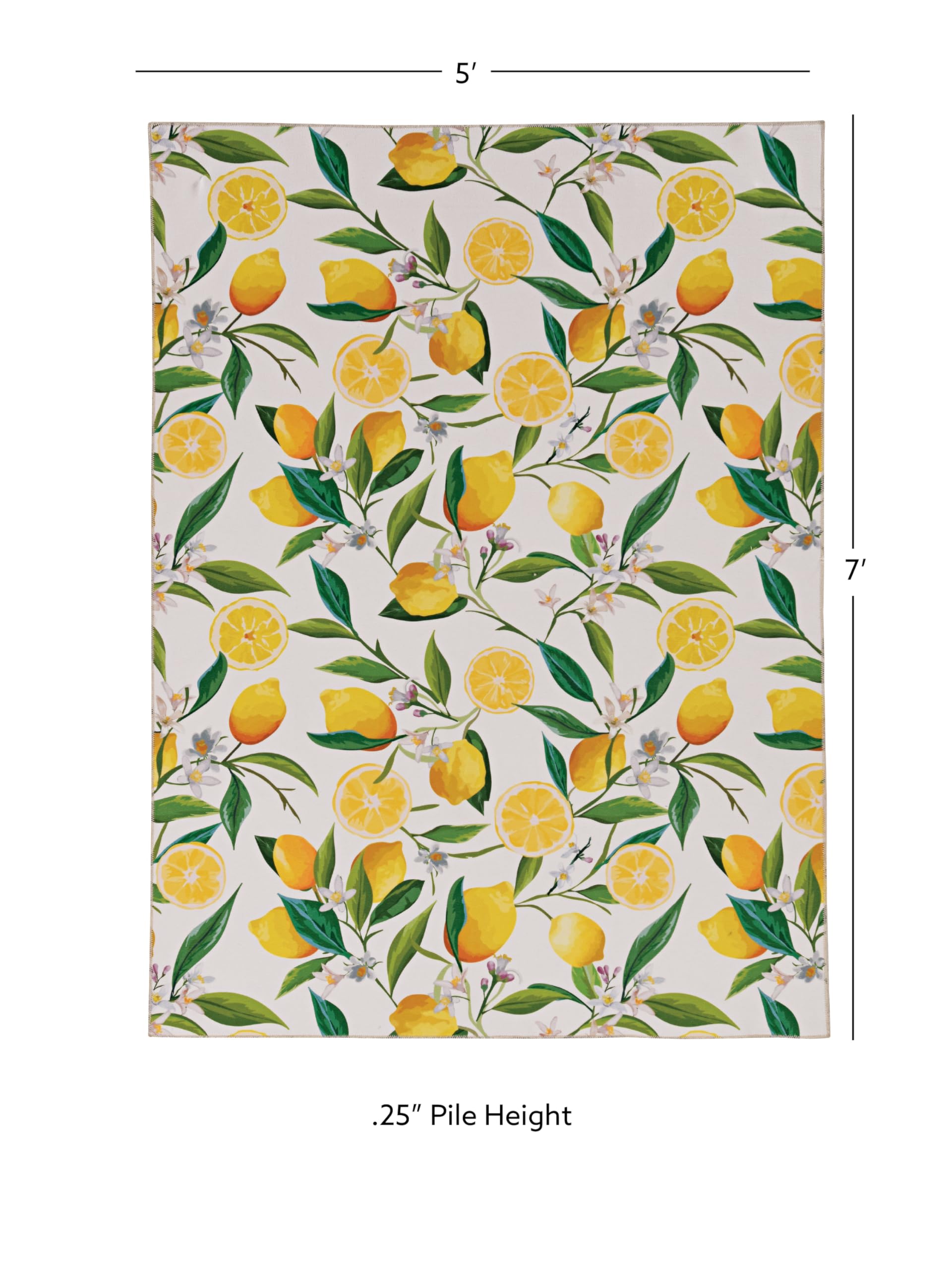 Linon The Anywhere Washable Rug 5' X 7' Area Rug - Soft Ivory & Yellow Geometric Pattern - Perfect for Living Room, Bedroom, or Office Decor