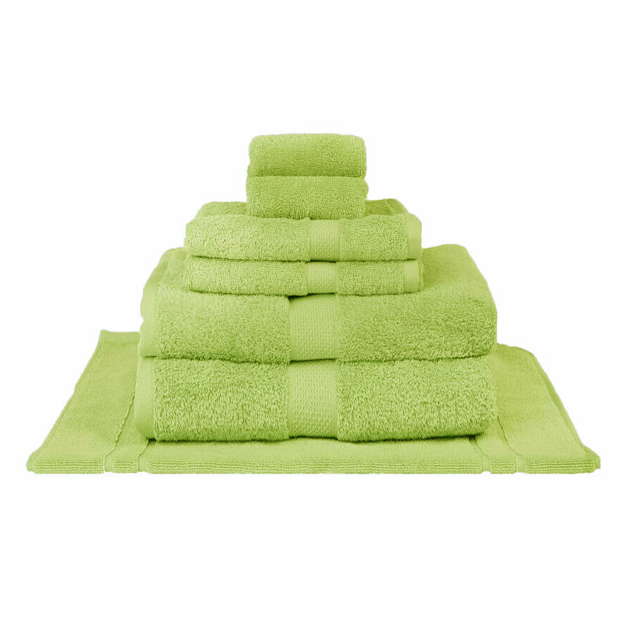 Premium 100% Combed Cotton Bath Towel Set - Ultra Soft & Absorbent 7-Piece Luxury Bath Sheets in Refreshing Lime Green | Perfect for Spa, Gym, Beach & Guest Bathrooms