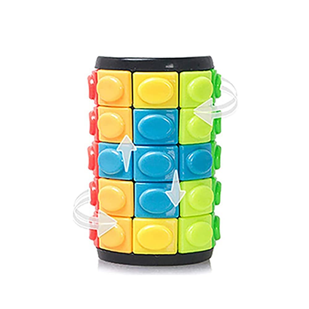Rainbow Magic 3D Puzzle Cube - 5 Layer Rotating Cylinder Fidget Toy for Kids & Adults | Stress Relief, Focus Aid, Classroom & Office Desk Toy
