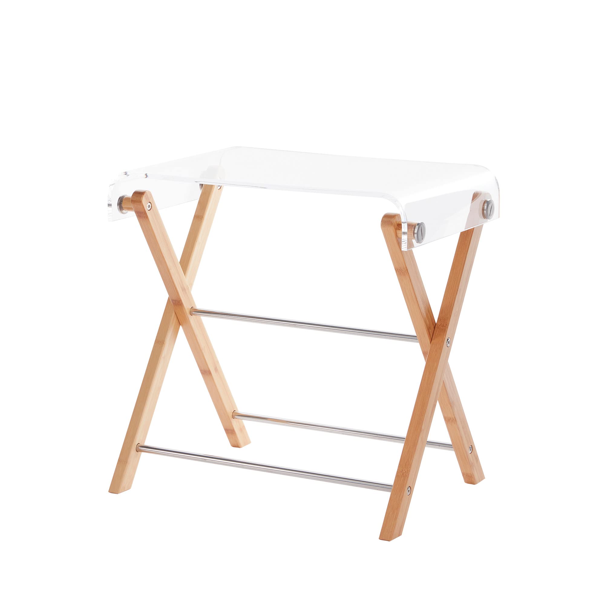 ZUZHII 19 Inch Square End Table - Minimalist Nightstand & Side Table for Bedroom & Living Room - Natural Bamboo & Clear Acrylic Design - Perfect for Small Spaces, Reading Nook & Modern Home Decor