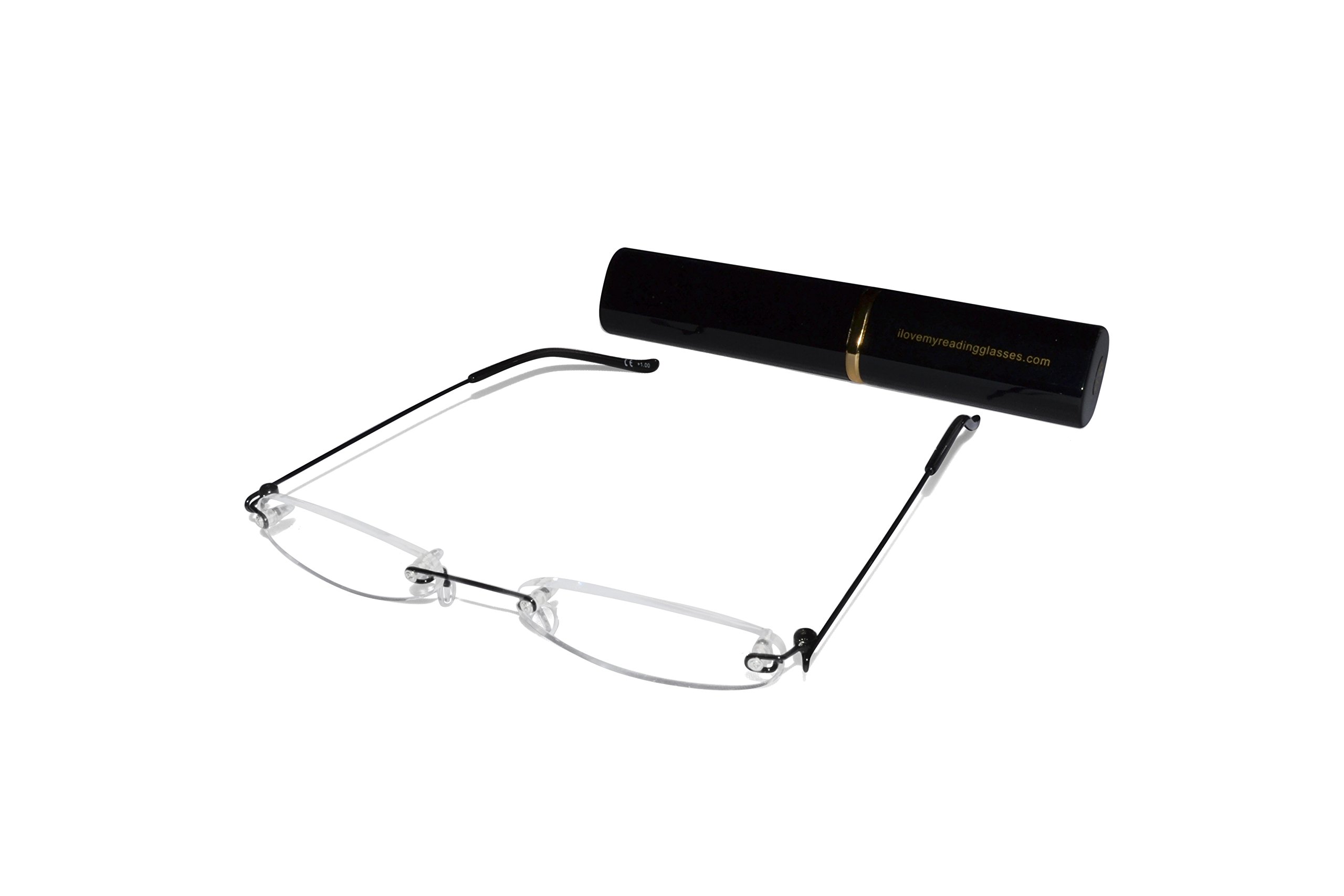 Ultra Slim & Light Rimless Reading Glasses +3.5 for Men & Women - Black Aluminum Case Included | Perfect for Reading, Computer Work & Daily Use