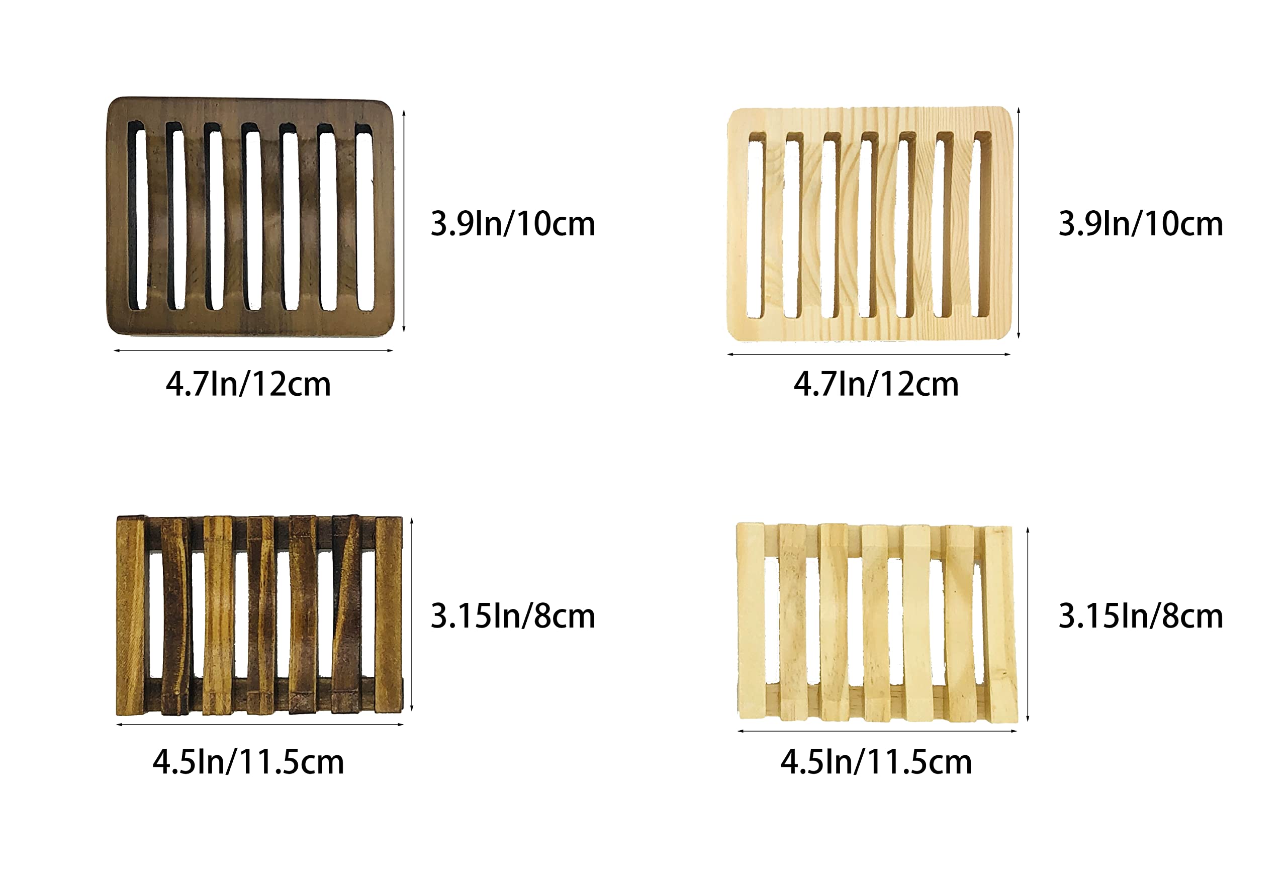 4 Pack Wooden Soap Dishes & 4 Pack Soap Exfoliating Bags - Handmade Self-Draining Soap Holders for Bathroom, Shower, Kitchen | Natural Bamboo Soap Saver with Drainage Holes | Perfect for Spa, Travel & Eco-Friendly Home Use