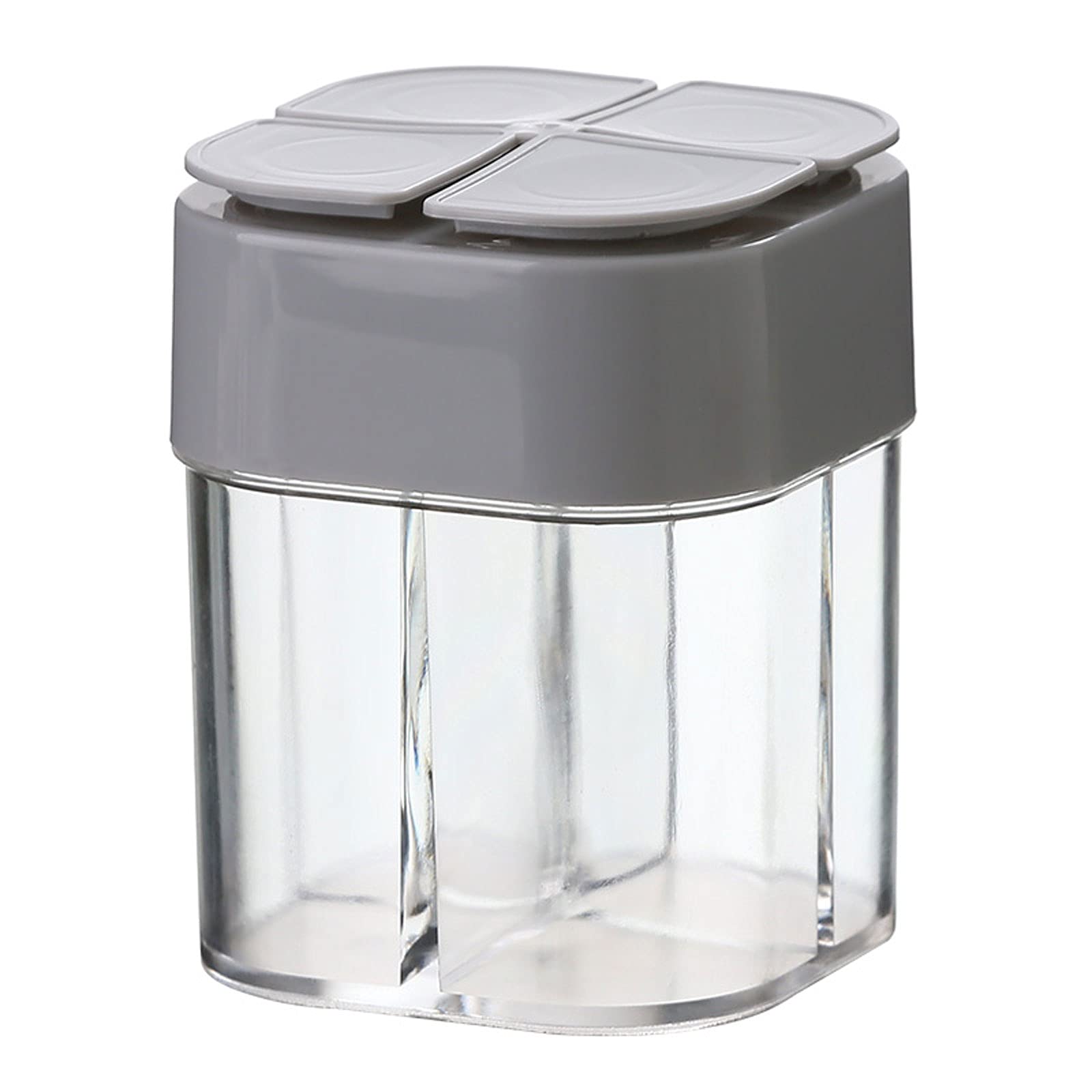 Premium Square Seasoning Bottles Set - 4-in-1 Spice Jars with Clamshell Design for Kitchen & BBQ (8.5×6.5×6.5cm) | Durable PP Material | Ideal for Cooking, Camping & Outdoor Grilling