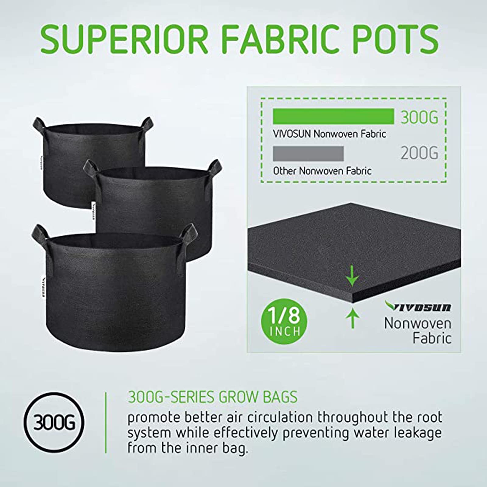 VALINK 5-Pack Heavy Duty Thickened Nonwoven Fabric Grow Bags with Handles - Durable Plant Pots for Vegetables, Flowers & Herbs - Ideal for Indoor/Outdoor Gardening, Balcony & Patio Planting